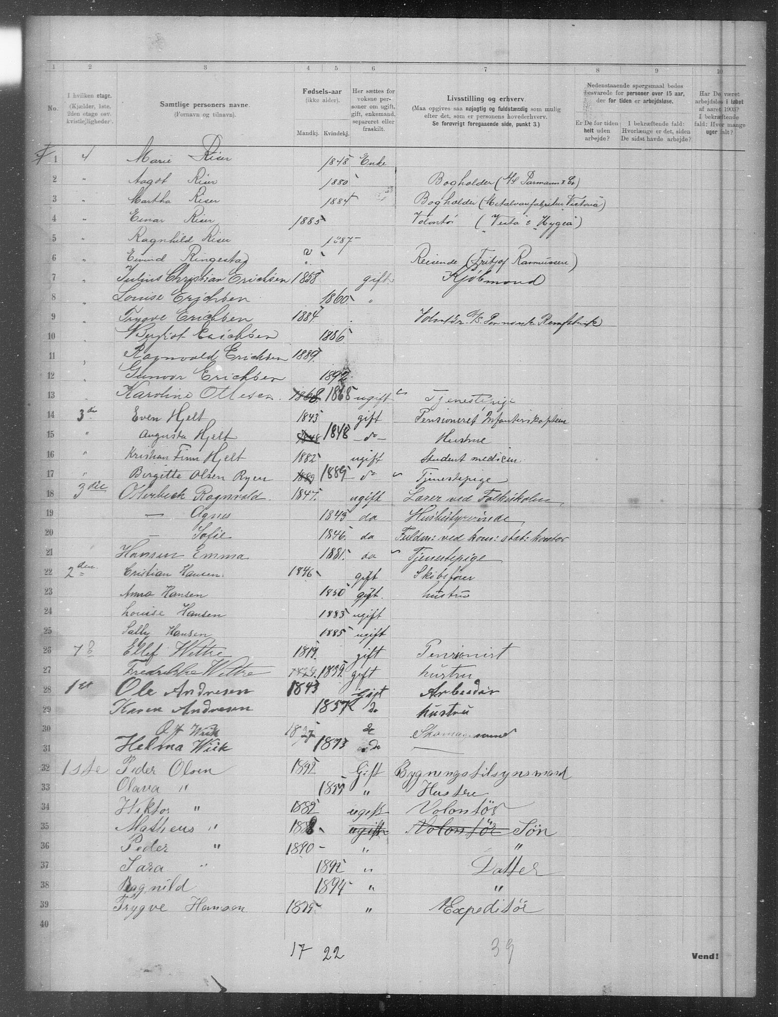 OBA, Municipal Census 1903 for Kristiania, 1903, p. 2694