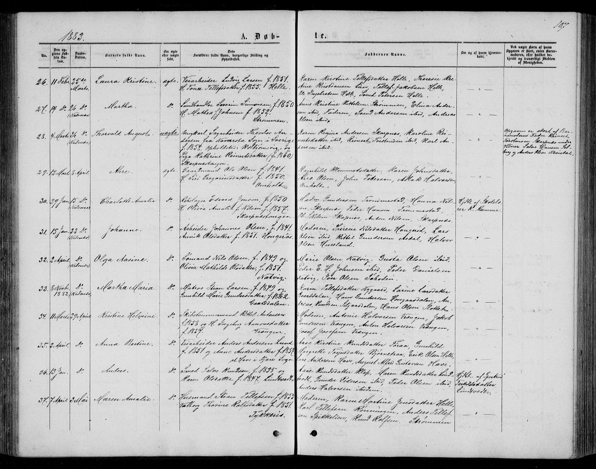 Øyestad sokneprestkontor, AV/SAK-1111-0049/F/Fb/L0008: Parish register (copy) no. B 8, 1872-1886, p. 107
