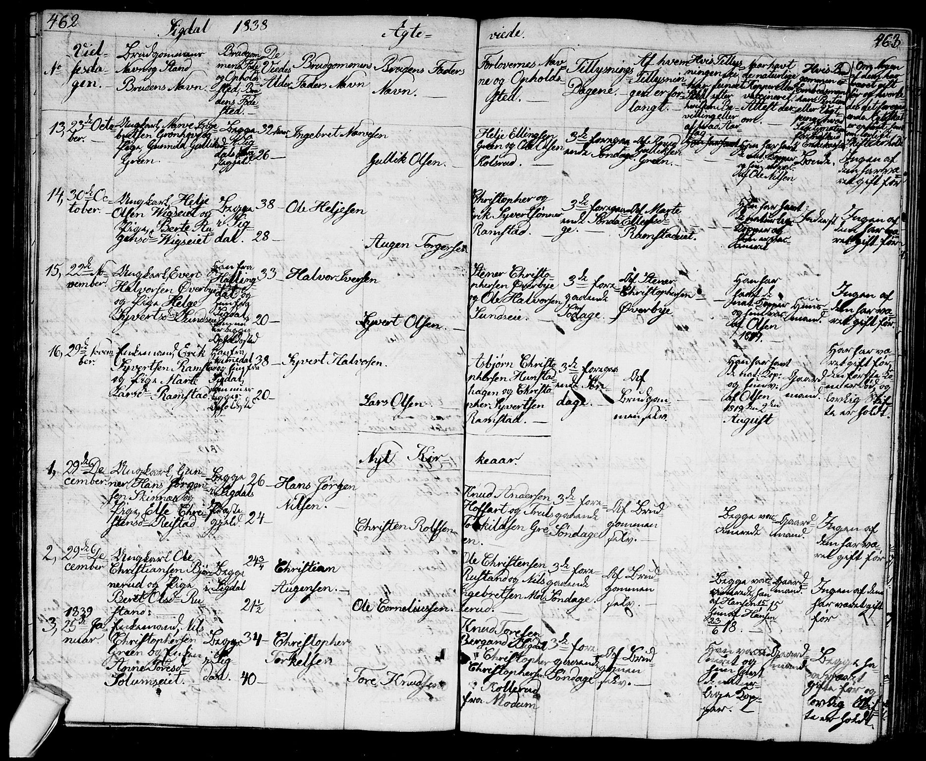 Sigdal kirkebøker, AV/SAKO-A-245/G/Ga/L0002: Parish register (copy) no. I 2, 1835-1856, p. 462-463