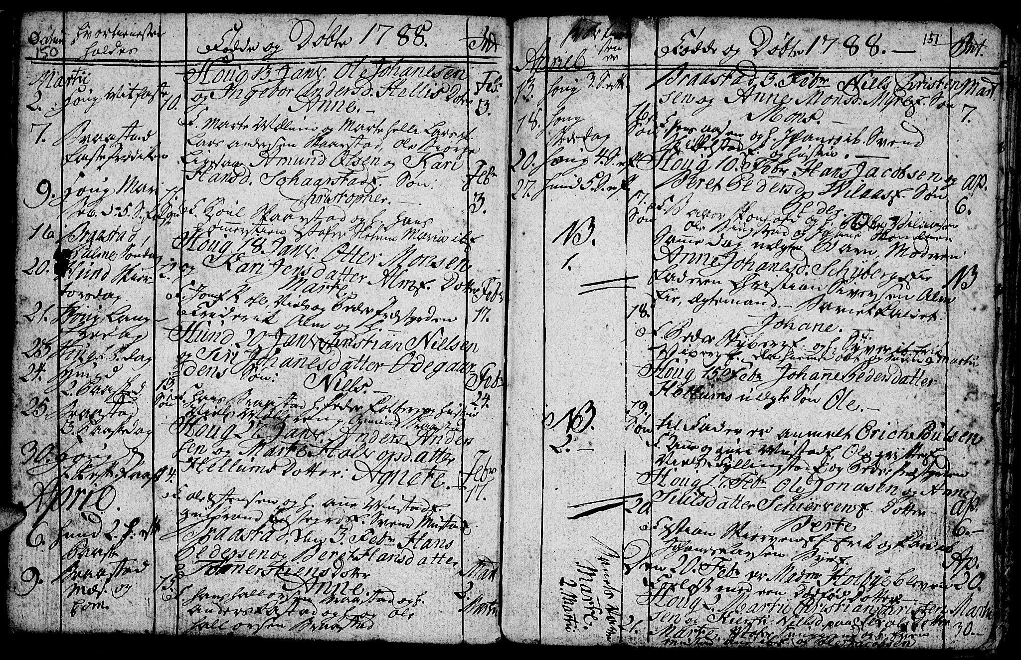 Vardal prestekontor, SAH/PREST-100/H/Ha/Hab/L0001: Parish register (copy) no. 1, 1771-1790, p. 150-151