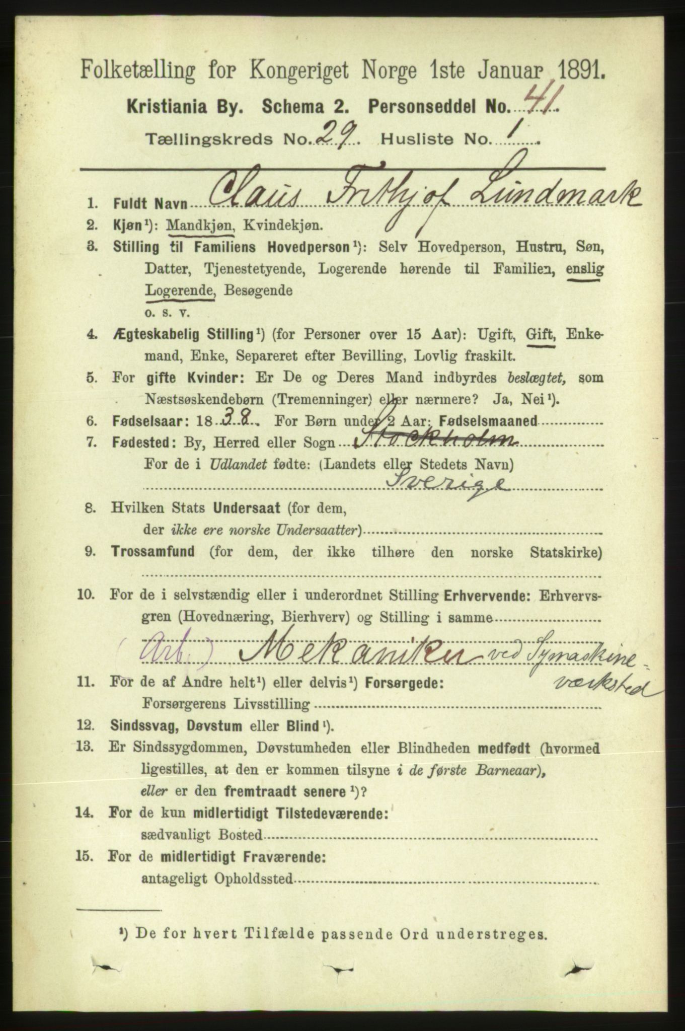 RA, 1891 census for 0301 Kristiania, 1891, p. 14925