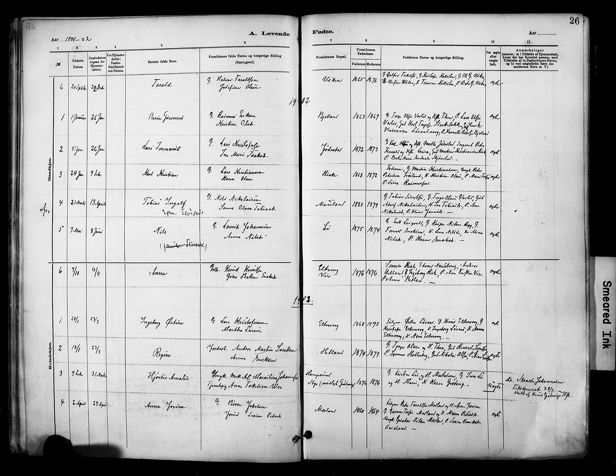 Hetland sokneprestkontor, SAST/A-101826/30/30BA/L0010: Parish register (official) no. A 10, 1882-1925, p. 26