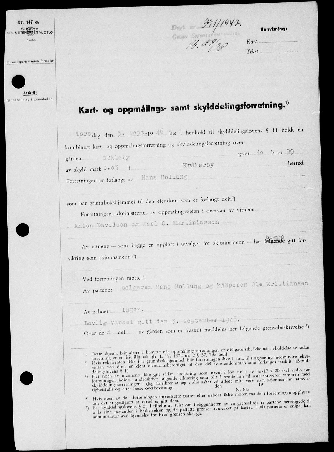 Onsøy sorenskriveri, SAO/A-10474/G/Ga/Gab/L0018: Mortgage book no. II A-18, 1946-1947, Diary no: : 391/1947
