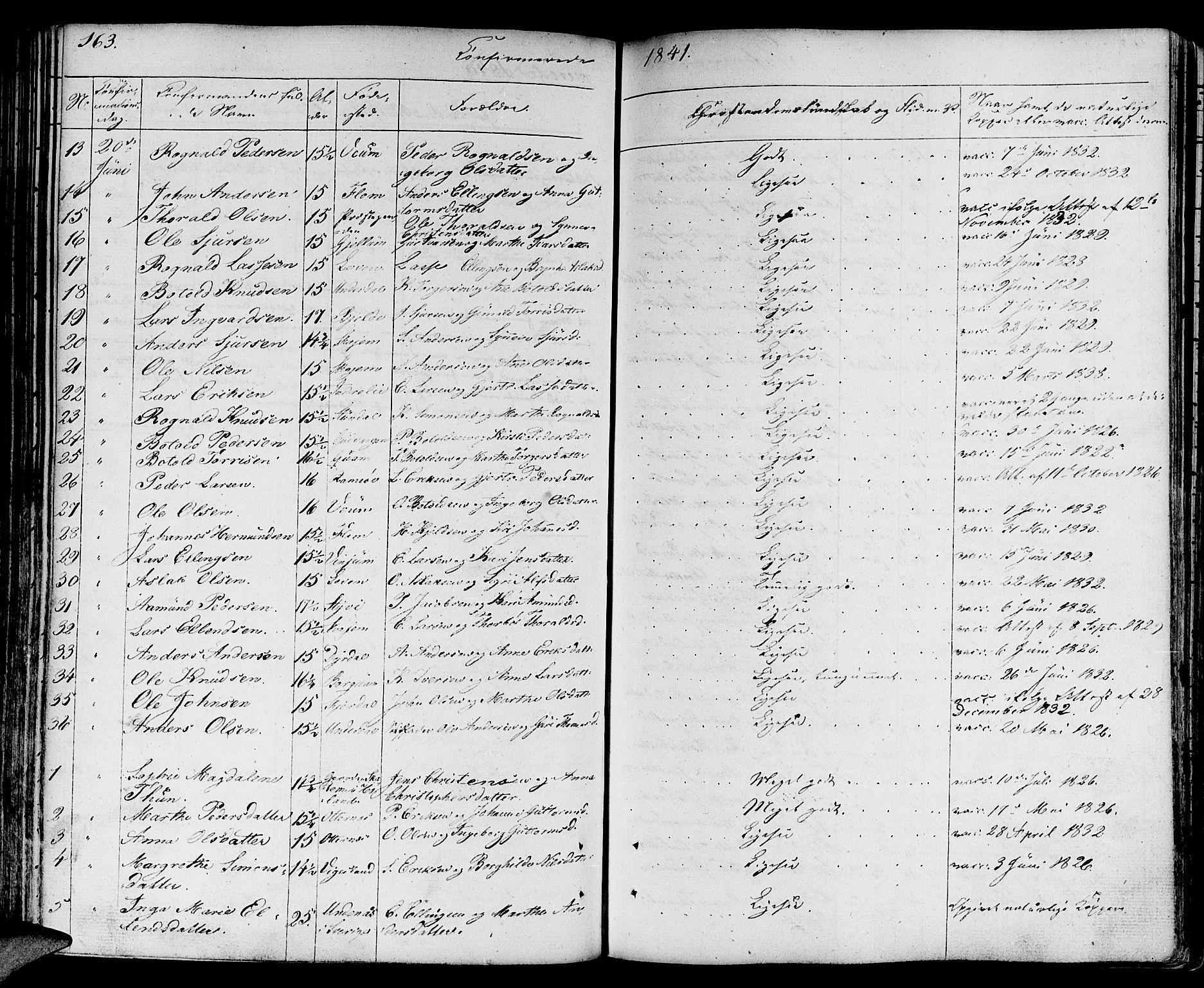 Aurland sokneprestembete, SAB/A-99937/H/Ha/Haa/L0006: Parish register (official) no. A 6, 1821-1859, p. 163