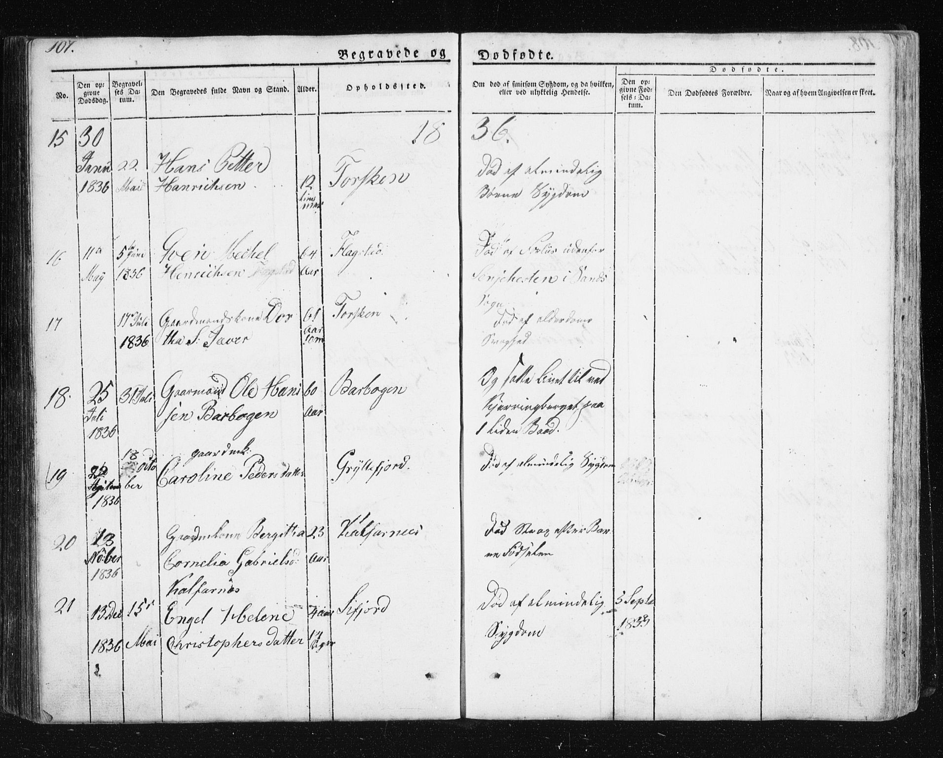 Berg sokneprestkontor, SATØ/S-1318/G/Ga/Gab/L0011klokker: Parish register (copy) no. 11, 1833-1878, p. 107