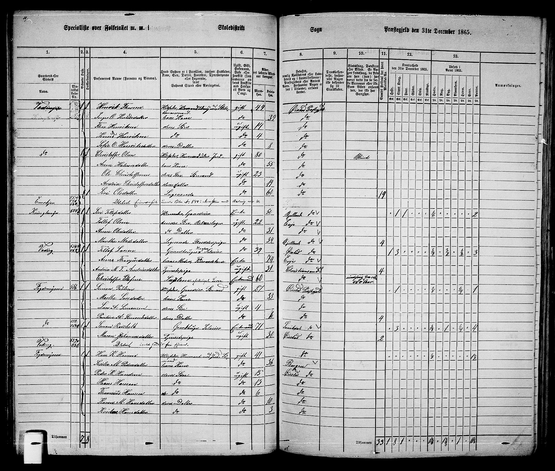 RA, 1865 census for Øyestad, 1865, p. 63