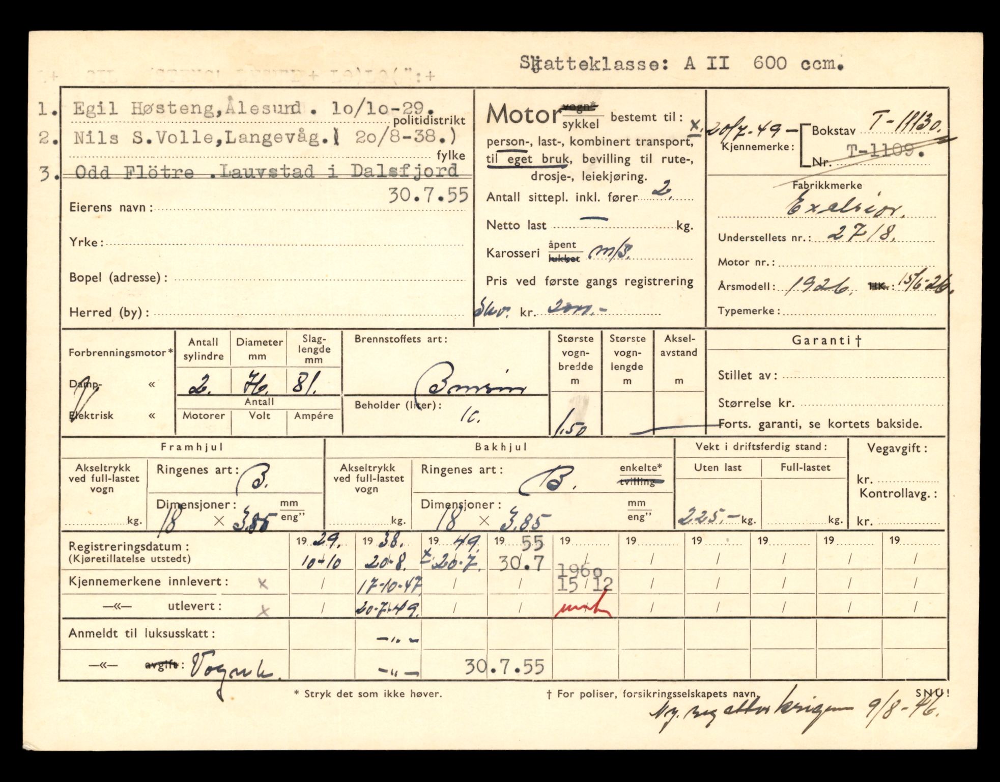 Møre og Romsdal vegkontor - Ålesund trafikkstasjon, SAT/A-4099/F/Fe/L0026: Registreringskort for kjøretøy T 11046 - T 11160, 1927-1998, p. 2481