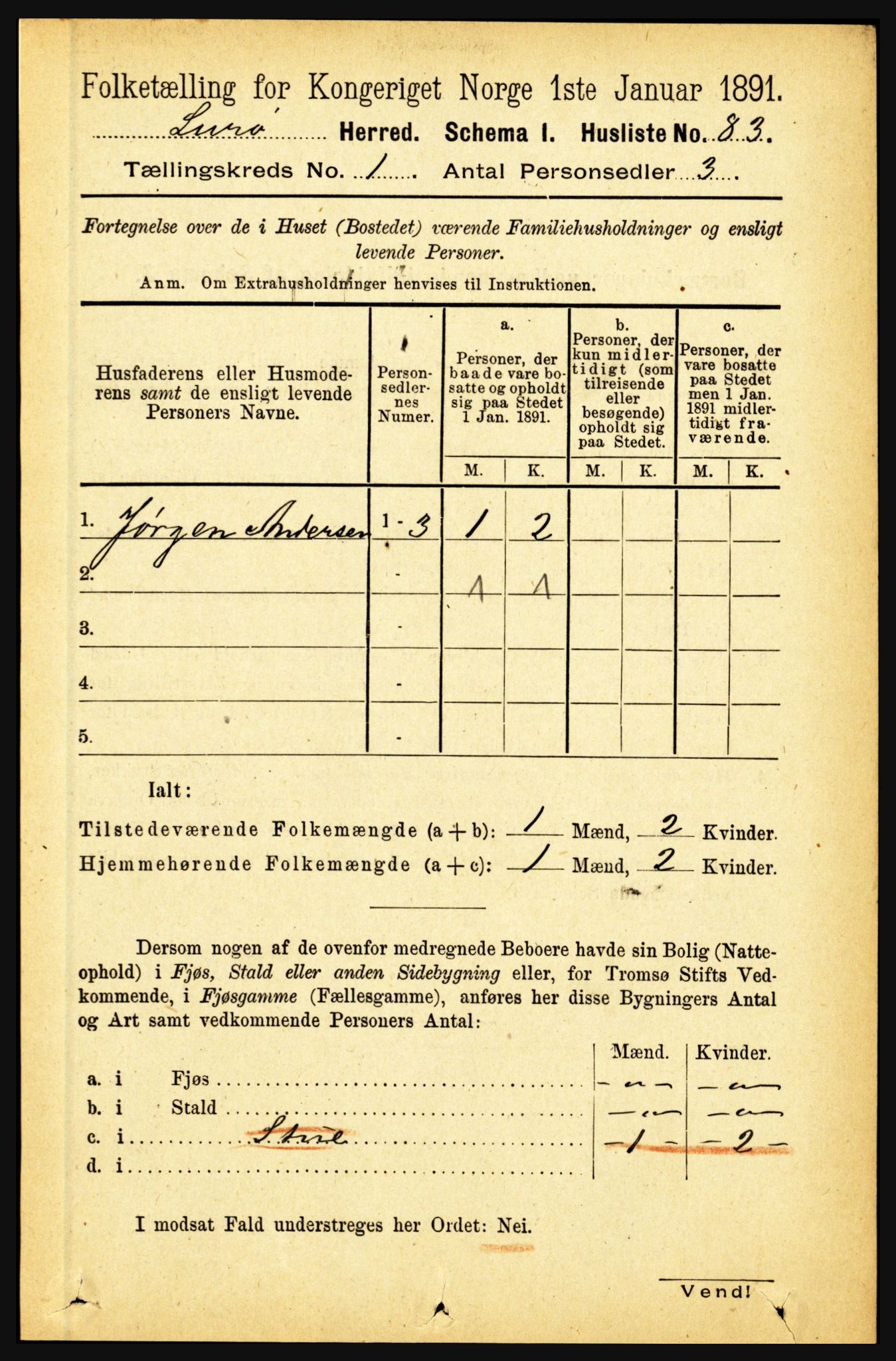 RA, 1891 census for 1834 Lurøy, 1891, p. 98