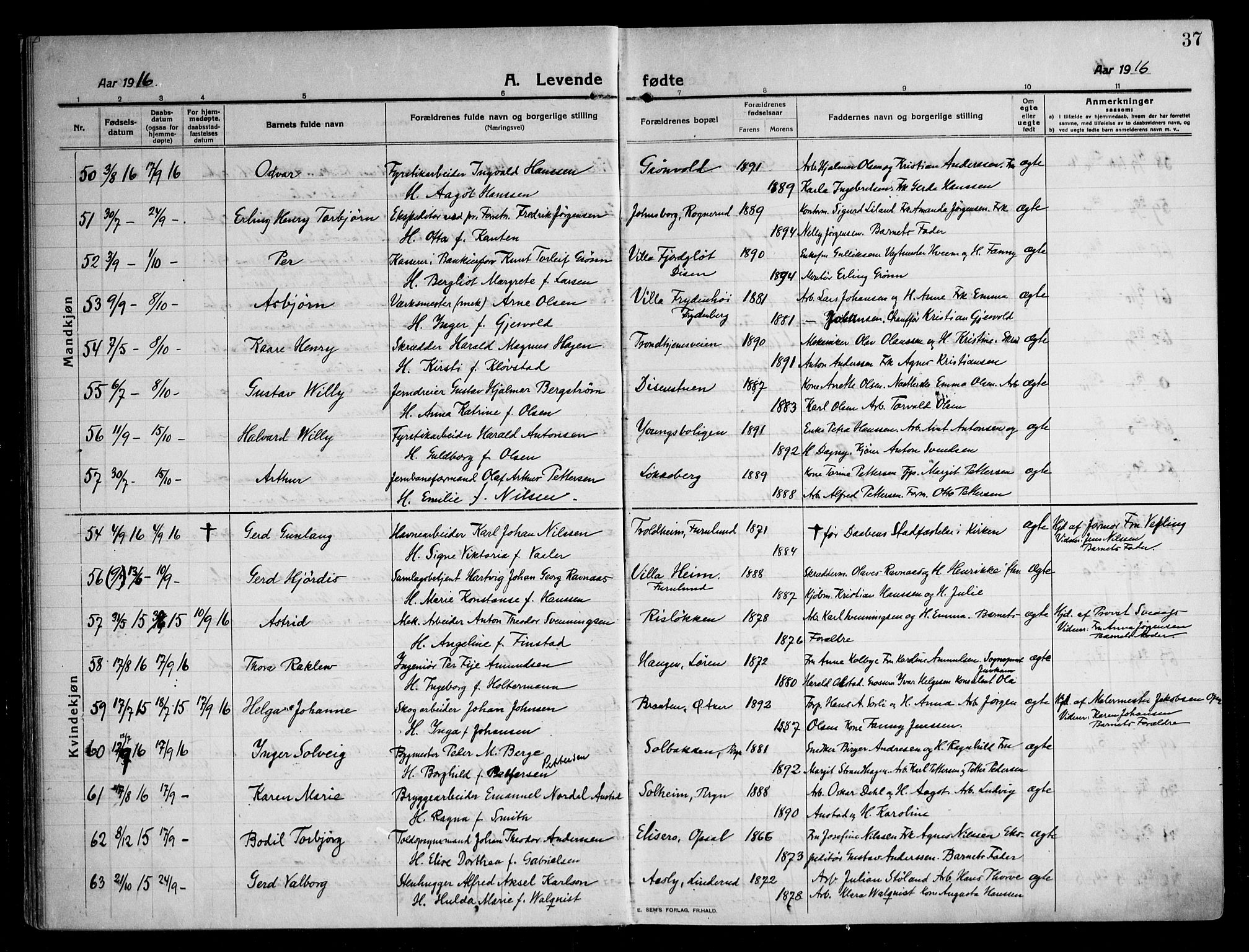 Østre Aker prestekontor Kirkebøker, AV/SAO-A-10840/F/Fa/L0012: Parish register (official) no. I 12, 1913-1924, p. 37