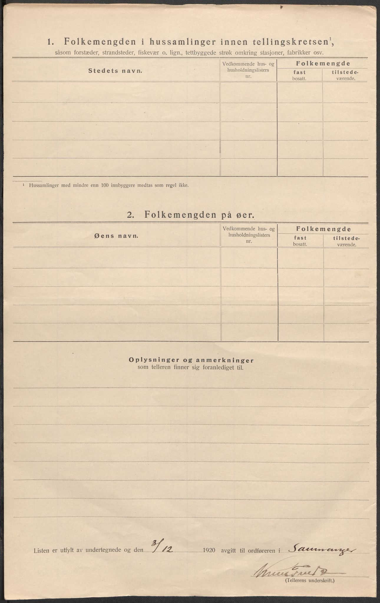 SAB, 1920 census for Samnanger, 1920, p. 16