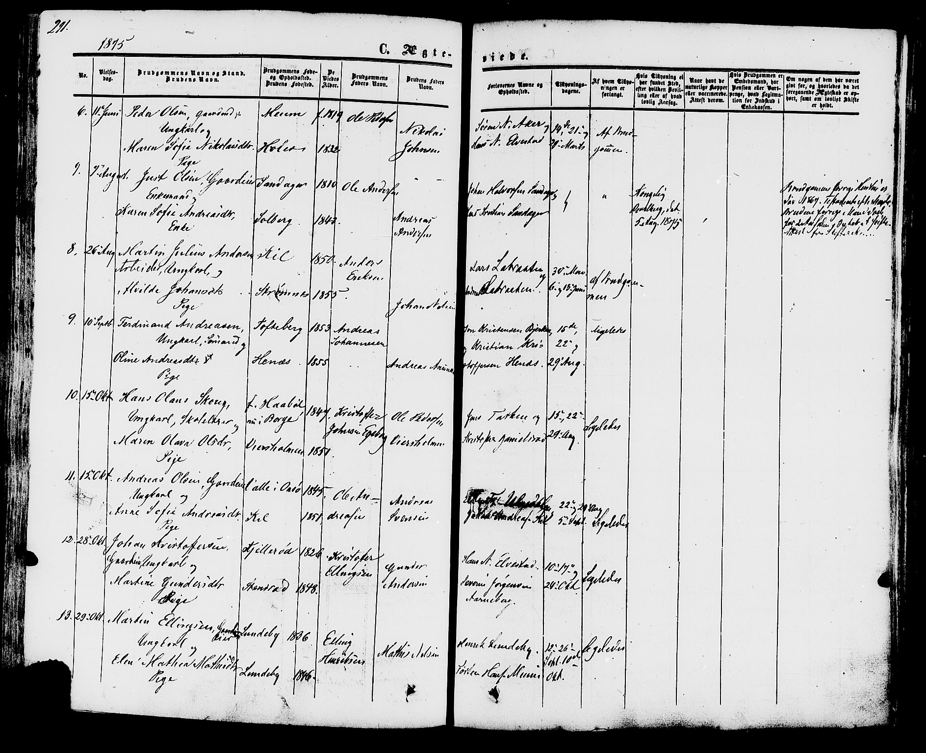Råde prestekontor kirkebøker, AV/SAO-A-2009/F/Fa/L0006: Parish register (official) no. 6, 1854-1877, p. 291