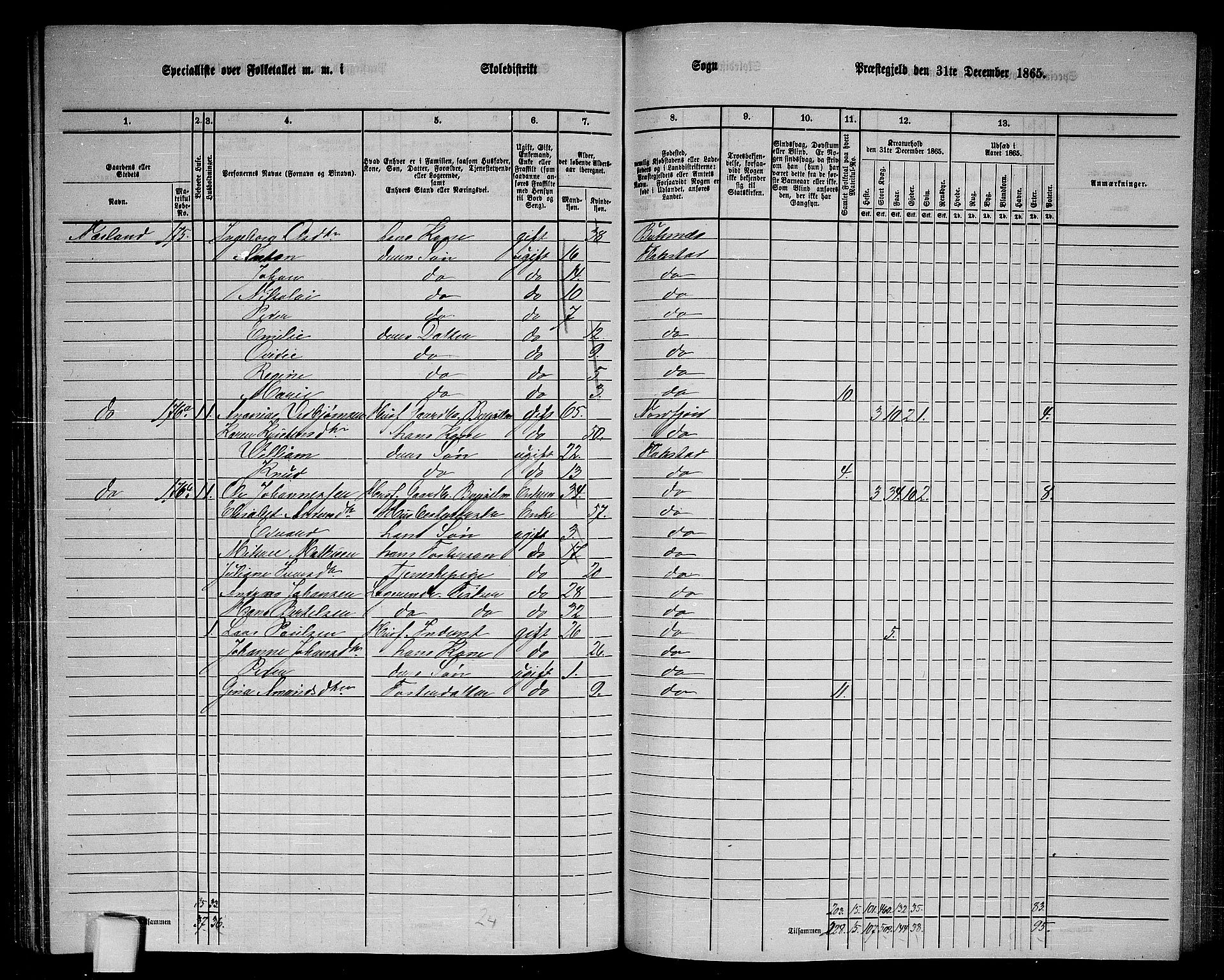 RA, 1865 census for Flakstad, 1865, p. 65