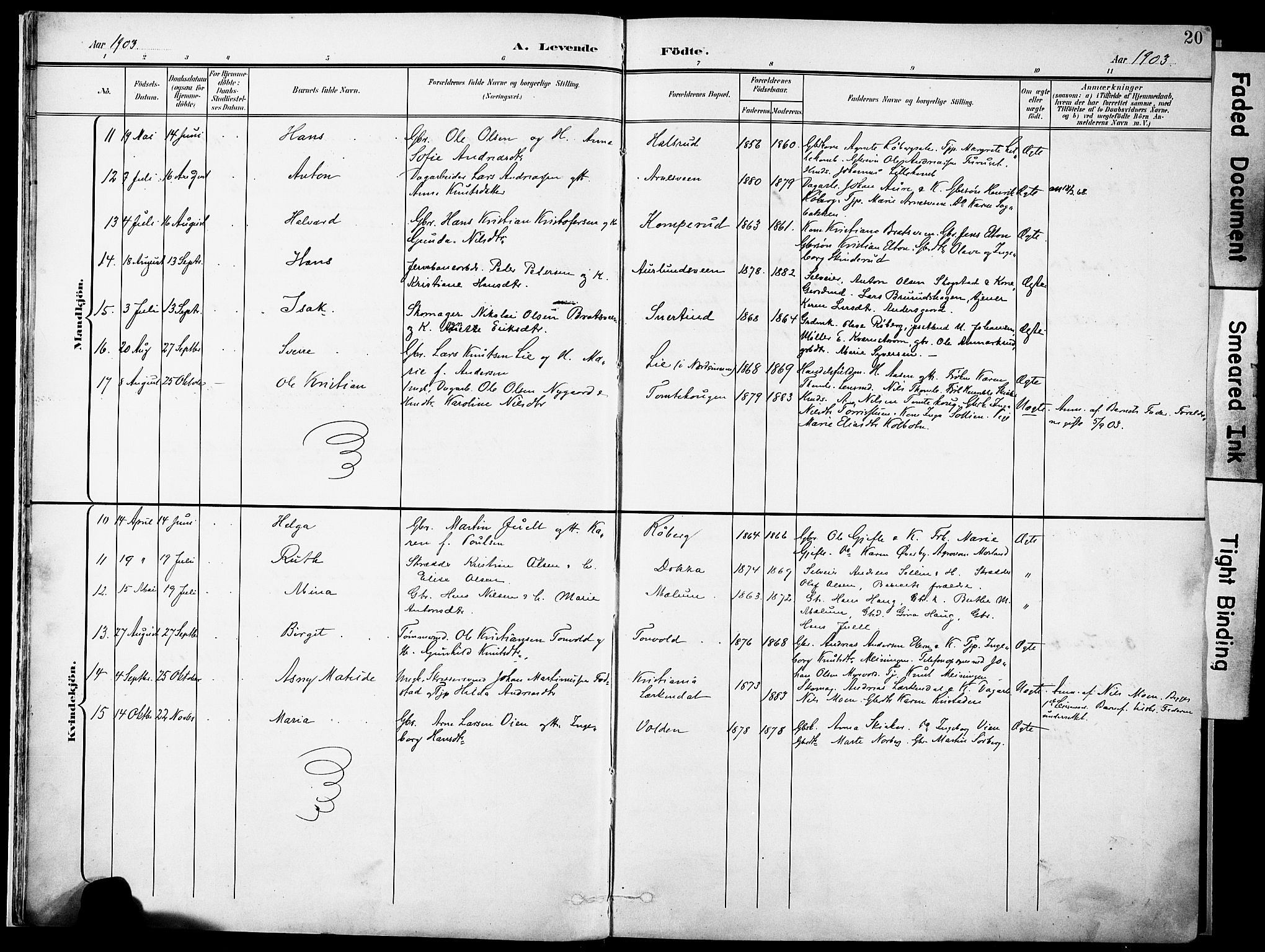 Nordre Land prestekontor, AV/SAH-PREST-124/H/Ha/Haa/L0006: Parish register (official) no. 6, 1897-1914, p. 20