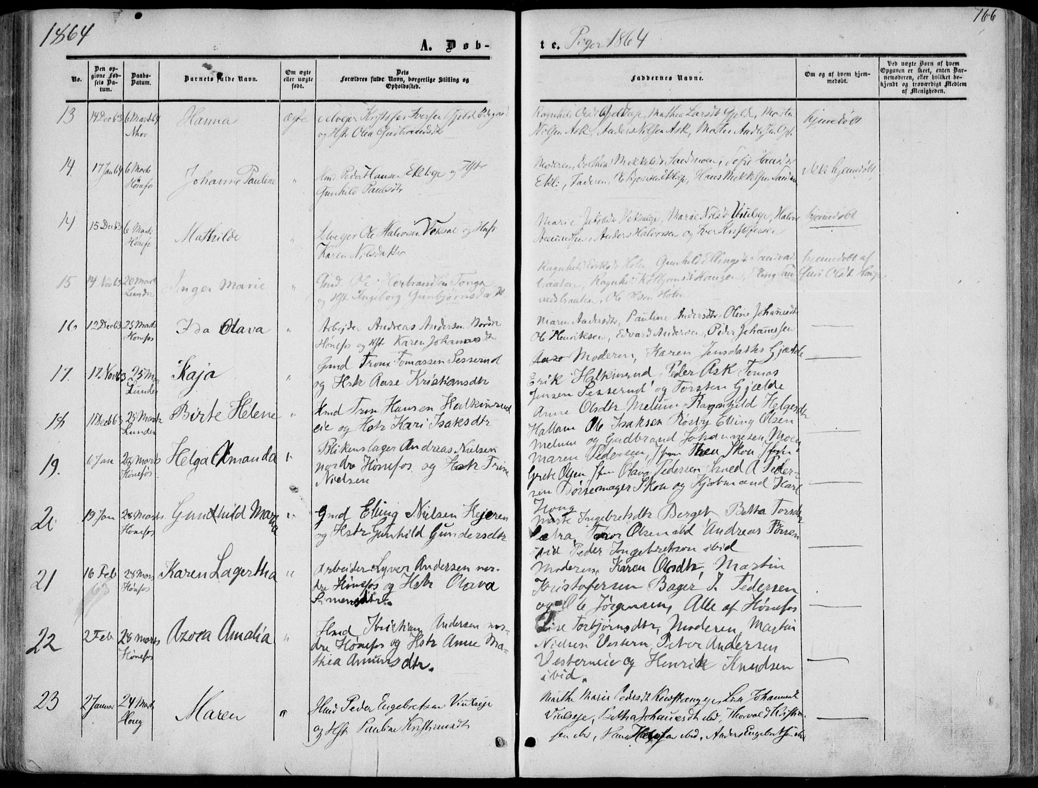 Norderhov kirkebøker, AV/SAKO-A-237/F/Fa/L0012: Parish register (official) no. 12, 1856-1865, p. 166