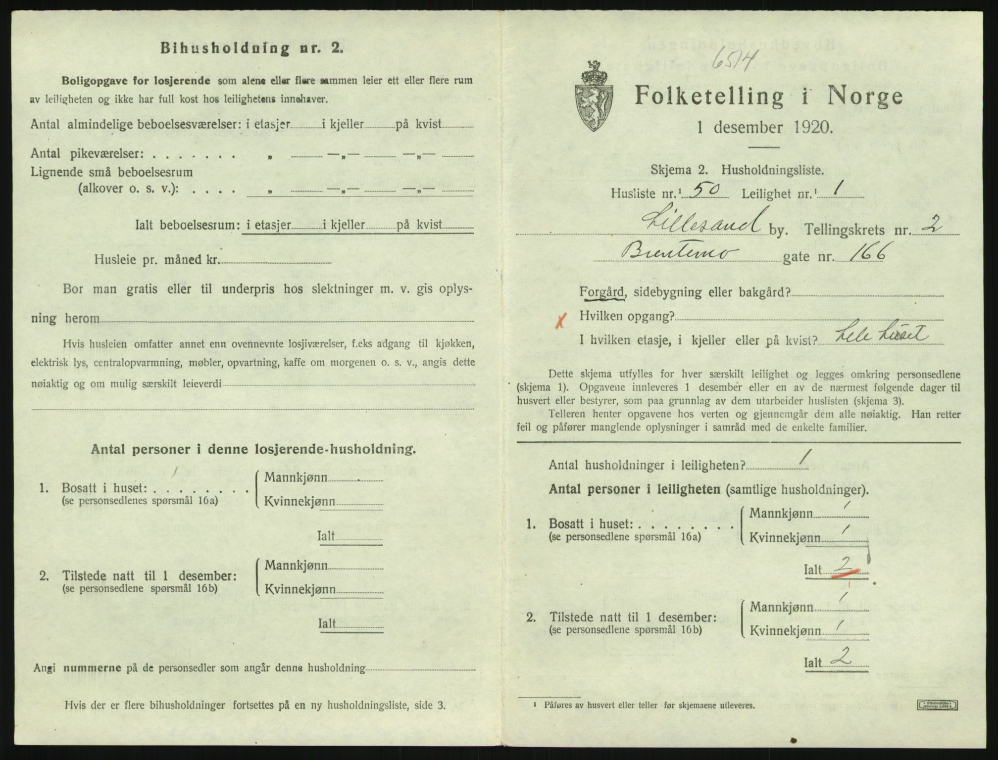 SAK, 1920 census for Lillesand, 1920, p. 955