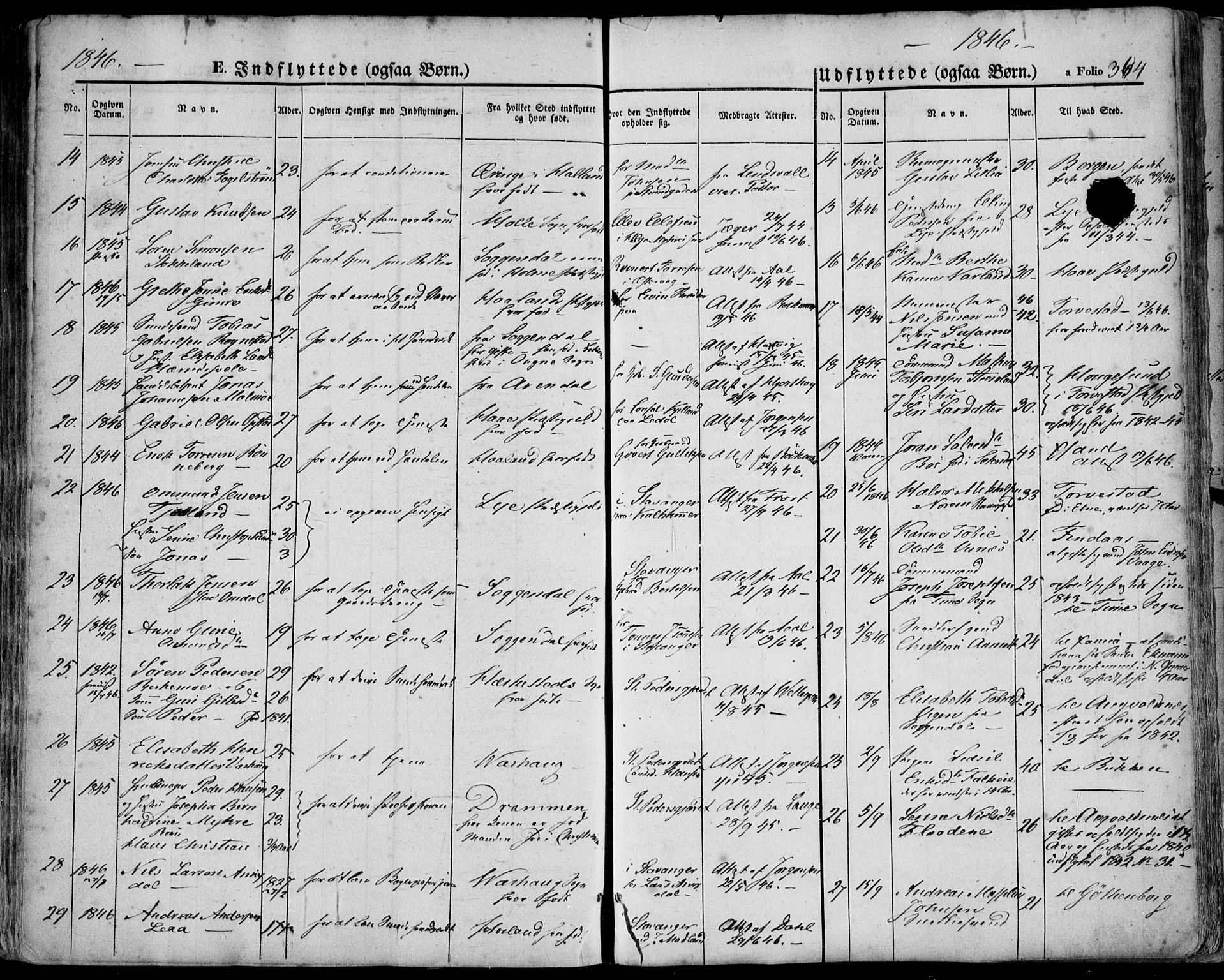 Domkirken sokneprestkontor, SAST/A-101812/001/30/30BA/L0016: Parish register (official) no. A 15, 1844-1854, p. 364