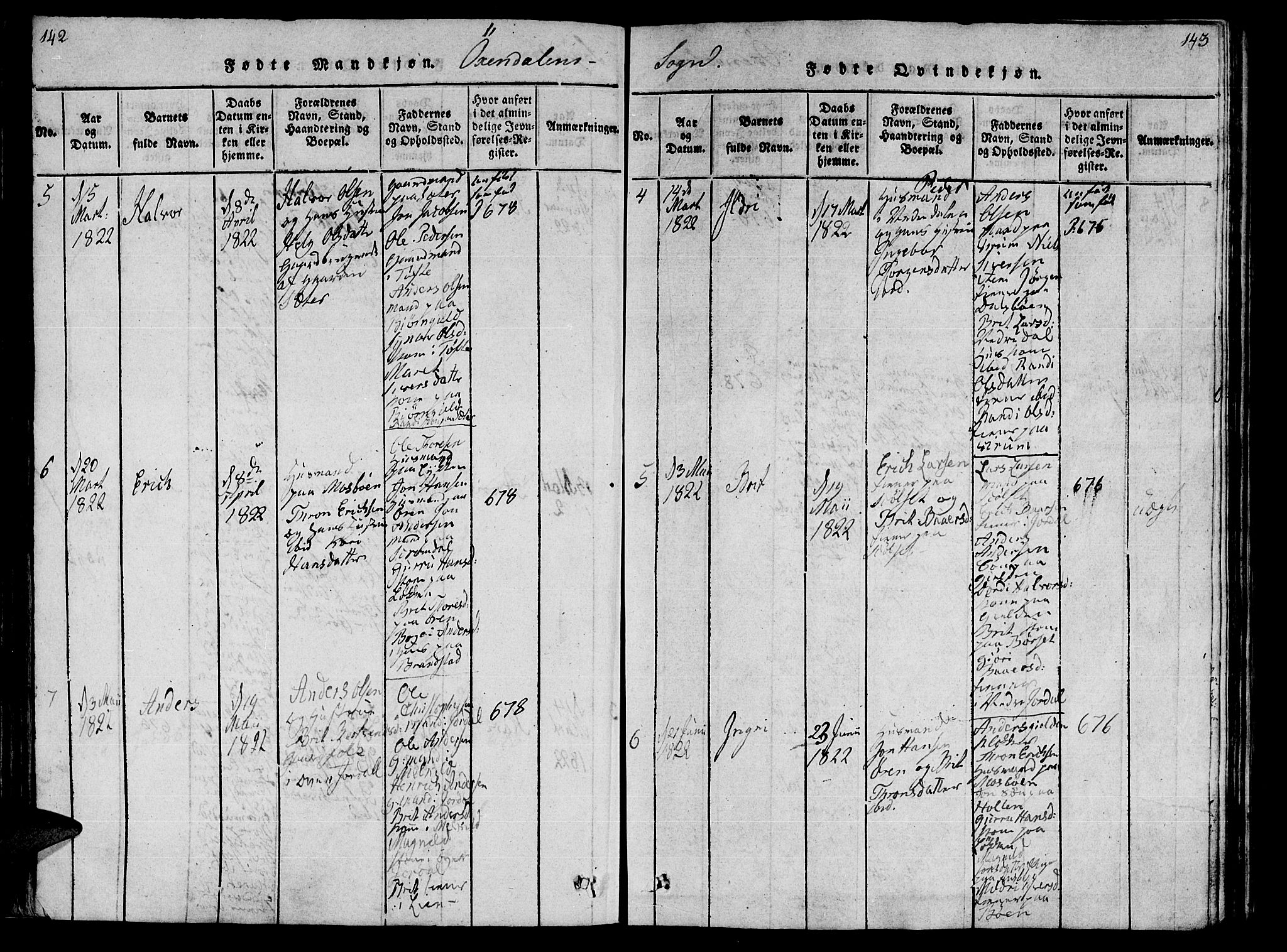 Ministerialprotokoller, klokkerbøker og fødselsregistre - Møre og Romsdal, AV/SAT-A-1454/590/L1011: Parish register (official) no. 590A03 /3, 1819-1832, p. 142-143