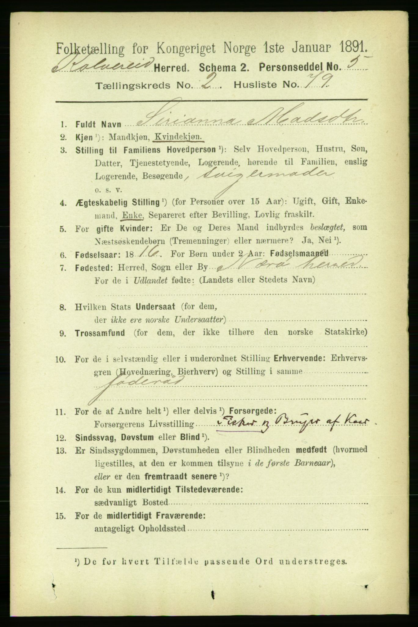 RA, 1891 census for 1752 Kolvereid, 1891, p. 793