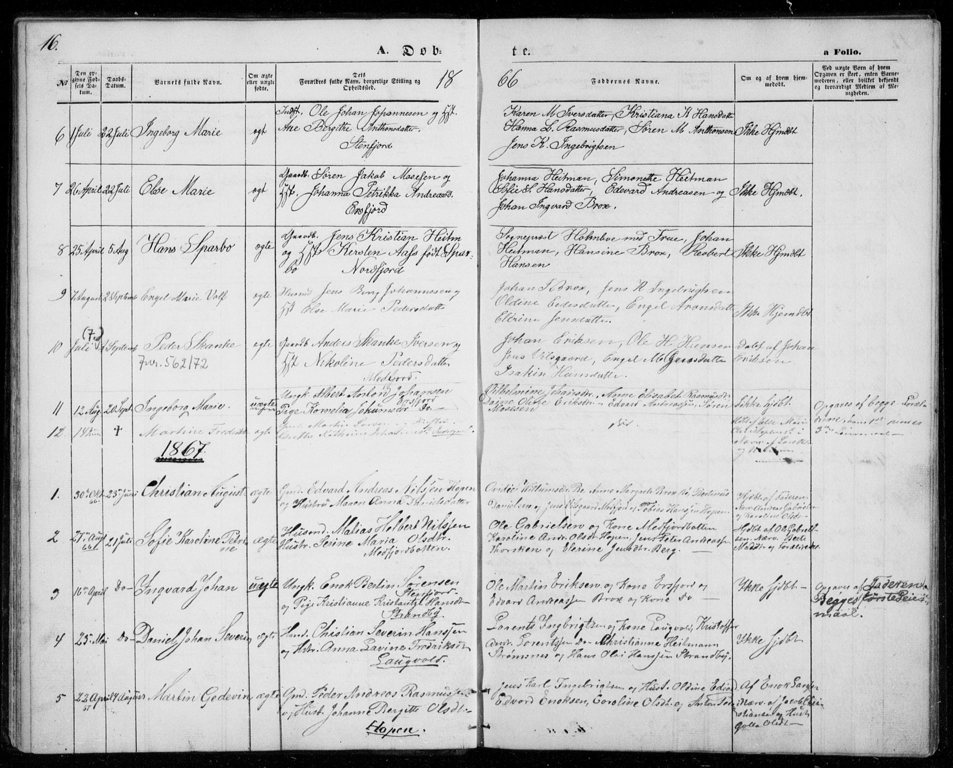Berg sokneprestkontor, SATØ/S-1318/G/Ga/Gab/L0002klokker: Parish register (copy) no. 2, 1851-1874, p. 16