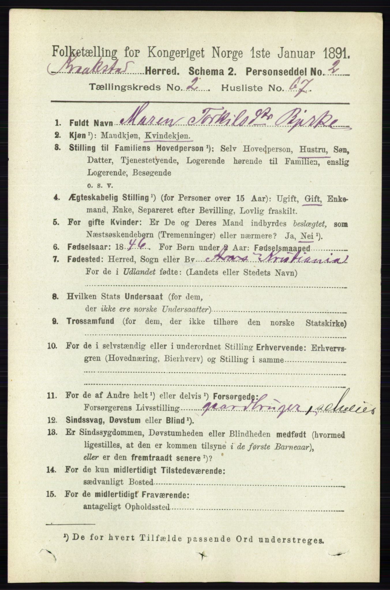 RA, 1891 census for 0212 Kråkstad, 1891, p. 1106