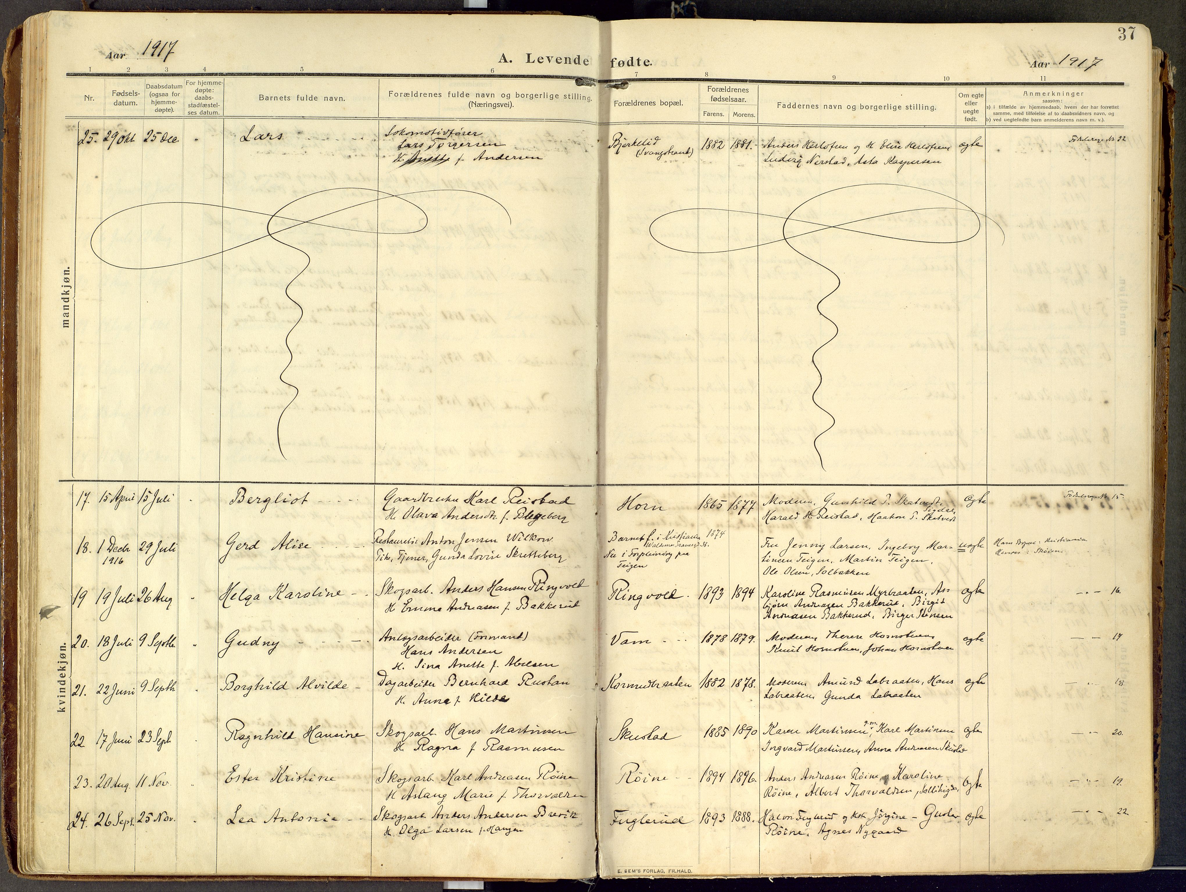 Lier kirkebøker, AV/SAKO-A-230/F/Fc/L0001: Parish register (official) no. III 1, 1906-1936, p. 37