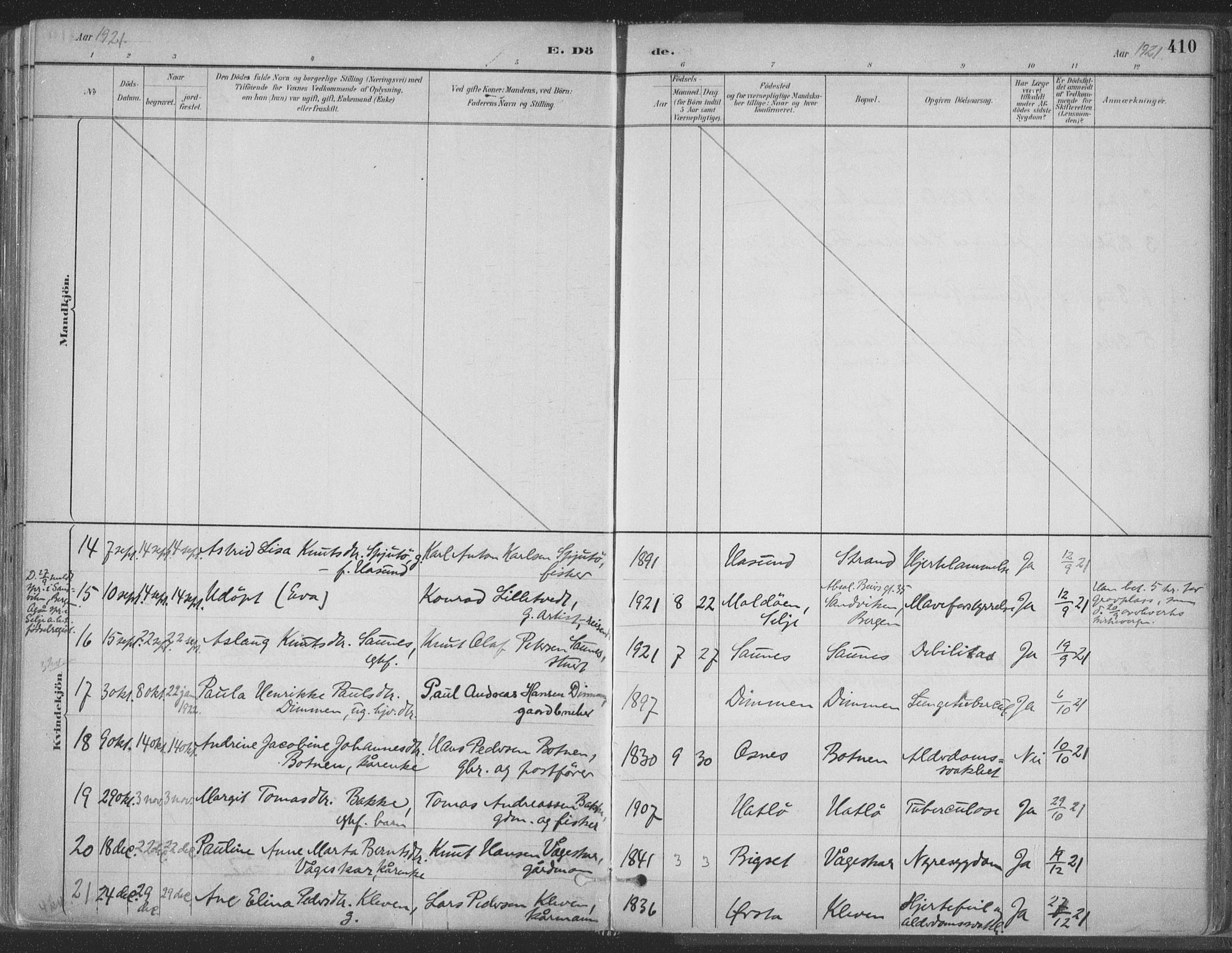 Ministerialprotokoller, klokkerbøker og fødselsregistre - Møre og Romsdal, SAT/A-1454/509/L0106: Parish register (official) no. 509A04, 1883-1922, p. 410