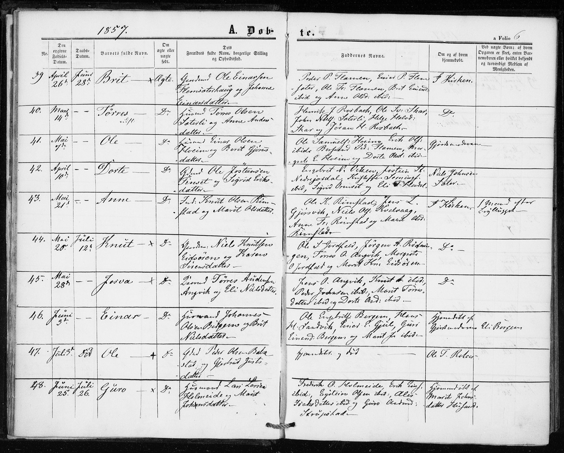 Ministerialprotokoller, klokkerbøker og fødselsregistre - Møre og Romsdal, SAT/A-1454/586/L0985: Parish register (official) no. 586A11, 1857-1866, p. 6