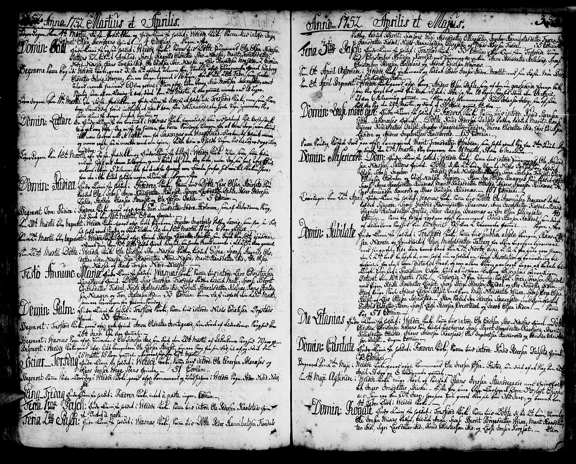 Ministerialprotokoller, klokkerbøker og fødselsregistre - Møre og Romsdal, AV/SAT-A-1454/547/L0599: Parish register (official) no. 547A01, 1721-1764, p. 352-353
