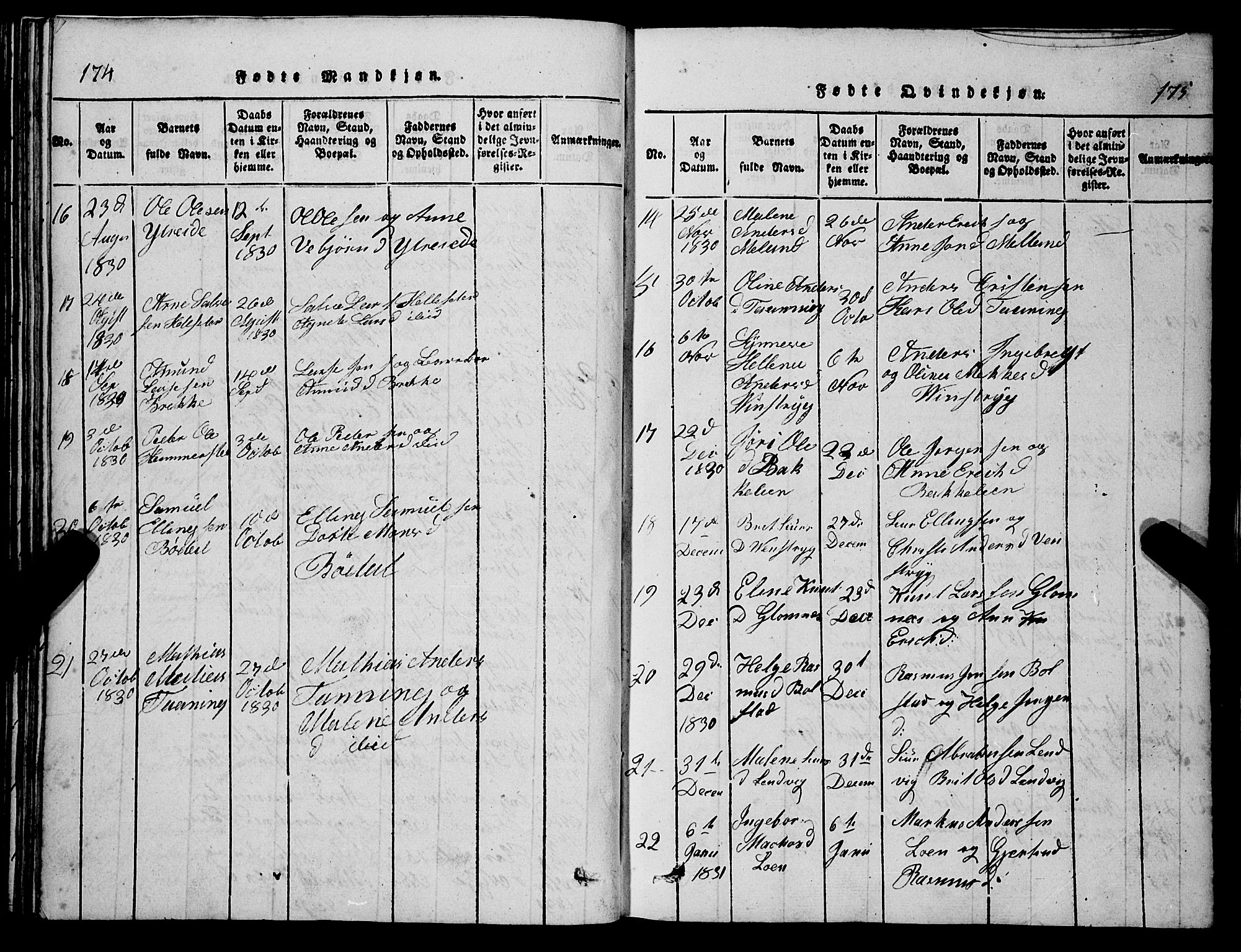 Stryn Sokneprestembete, AV/SAB-A-82501: Parish register (copy) no. C 1, 1801-1845, p. 174-175
