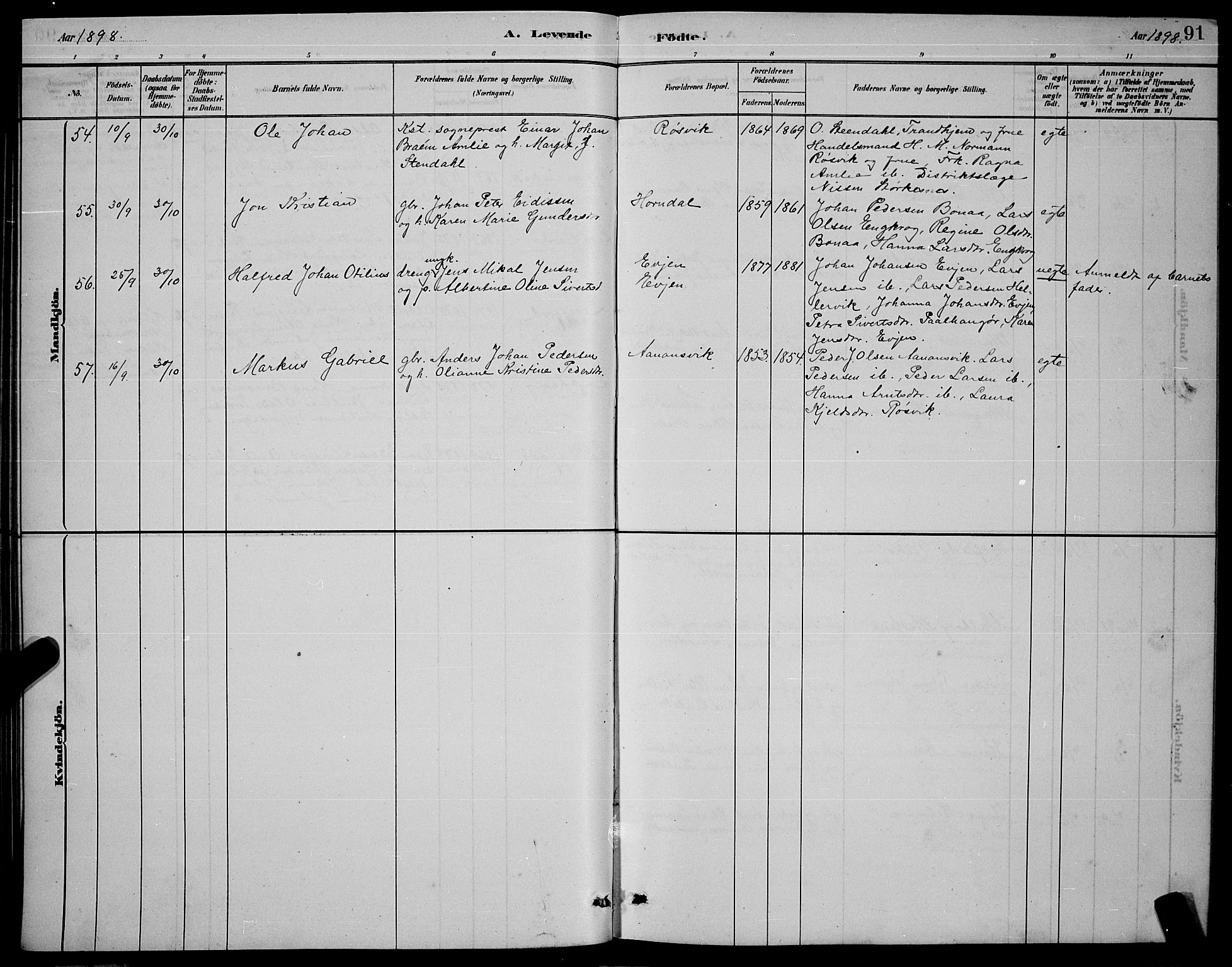 Ministerialprotokoller, klokkerbøker og fødselsregistre - Nordland, AV/SAT-A-1459/853/L0772: Parish register (official) no. 853A11, 1881-1900, p. 91