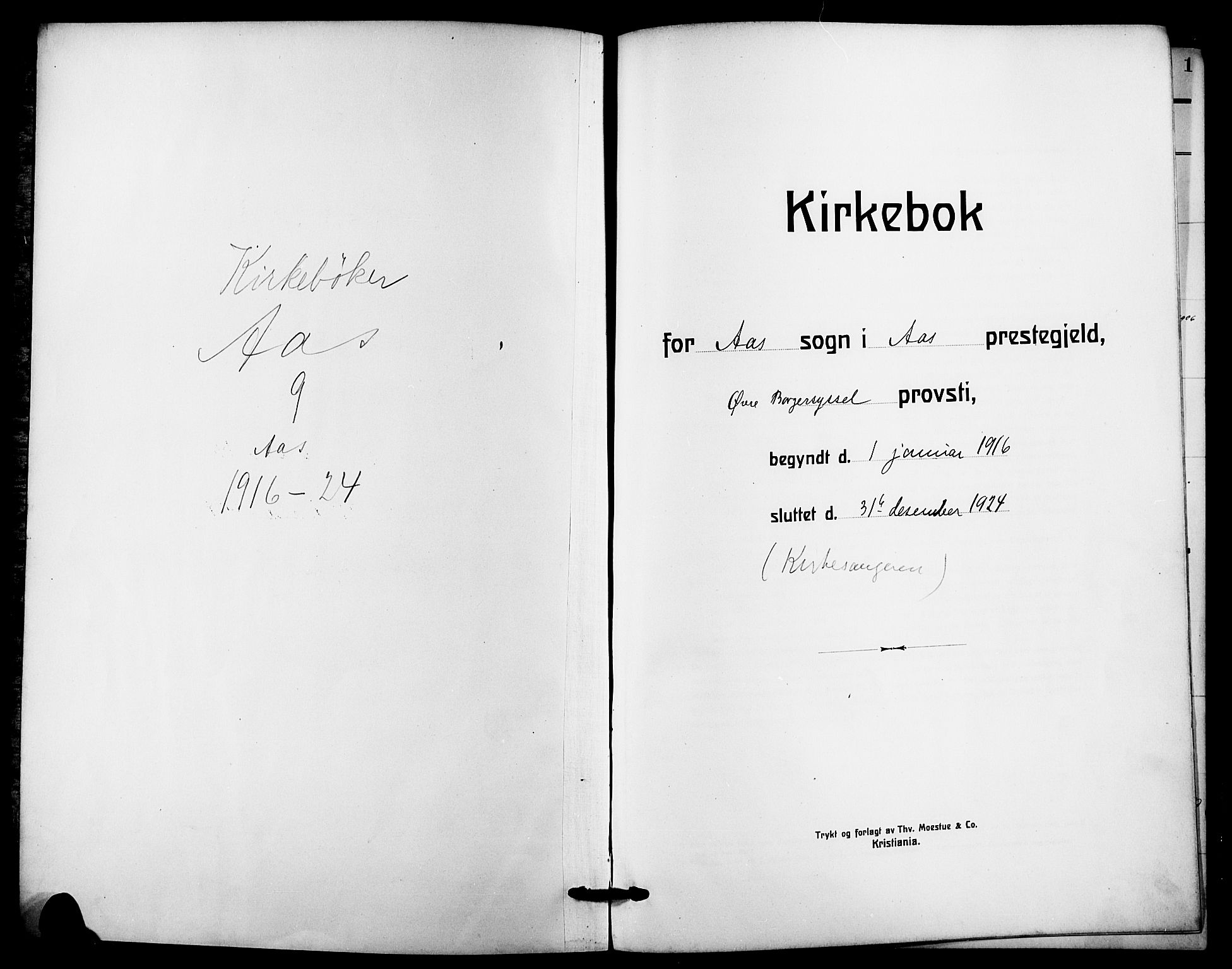 Ås prestekontor Kirkebøker, AV/SAO-A-10894/G/Ga/L0005: Parish register (copy) no. I 5, 1916-1924