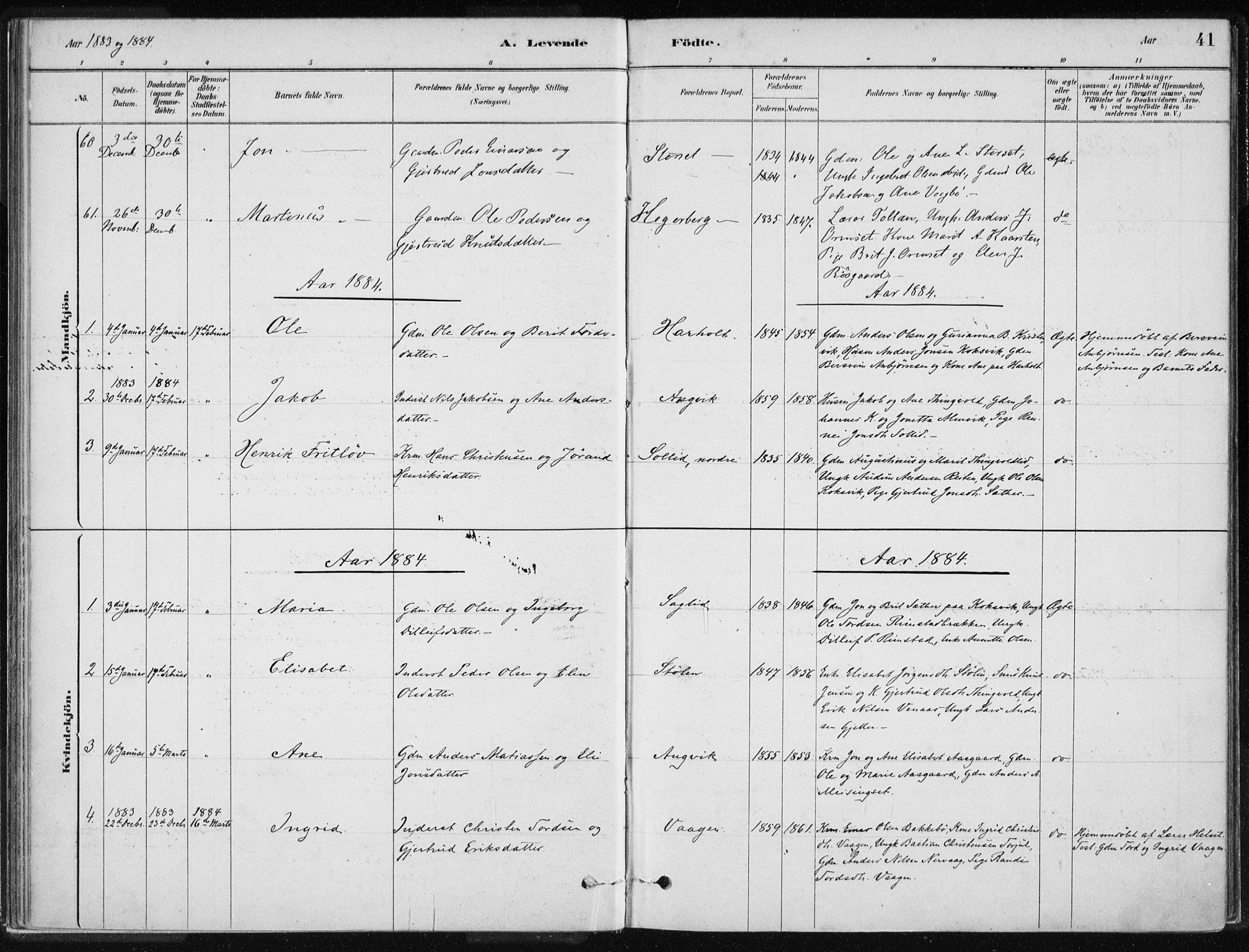 Ministerialprotokoller, klokkerbøker og fødselsregistre - Møre og Romsdal, SAT/A-1454/586/L0987: Parish register (official) no. 586A13, 1879-1892, p. 41