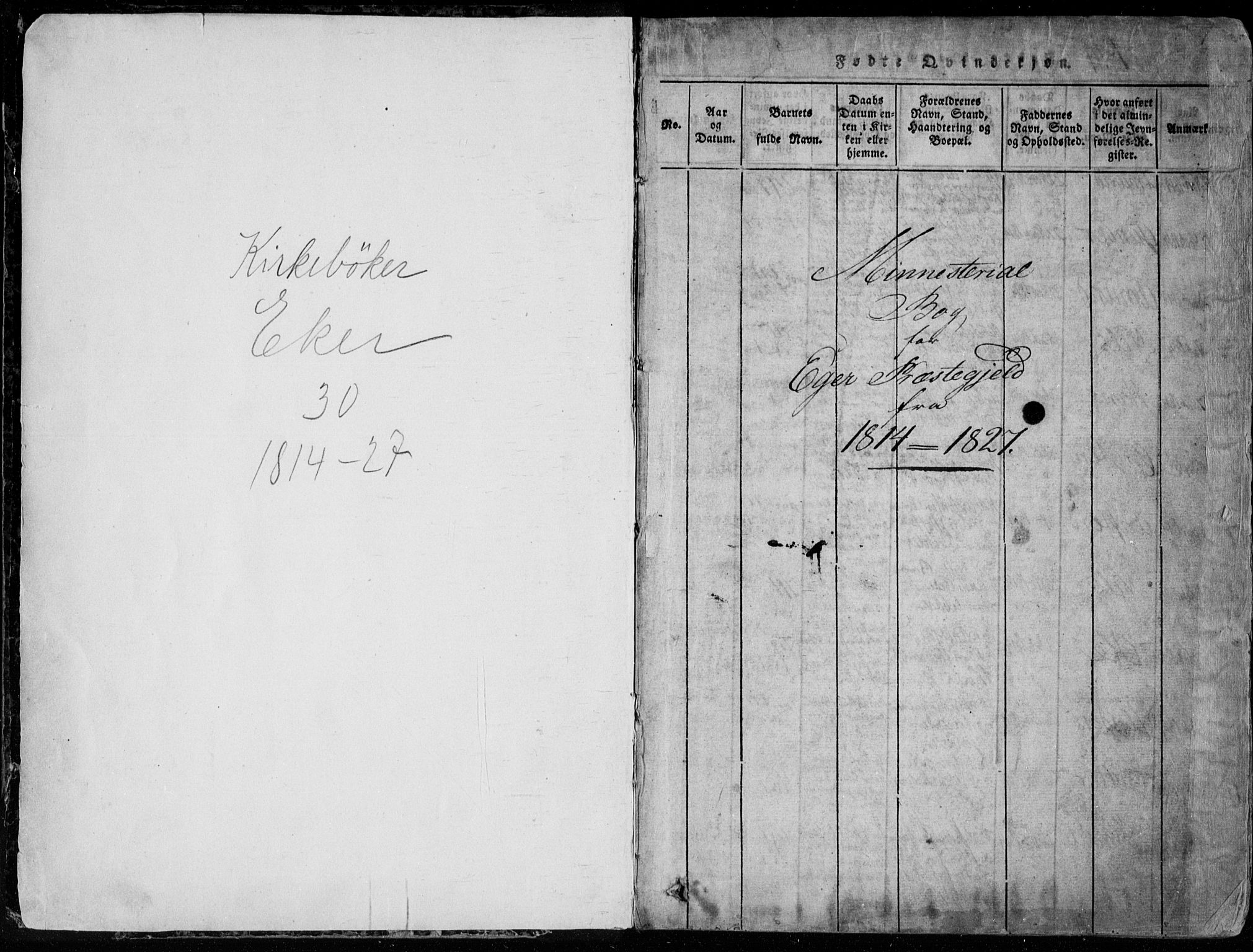 Eiker kirkebøker, AV/SAKO-A-4/F/Fa/L0011: Parish register (official) no. I 11, 1814-1827, p. 0-1