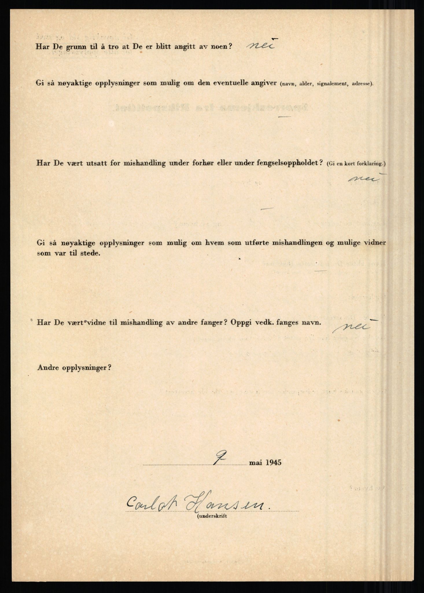 Rikspolitisjefen, AV/RA-S-1560/L/L0006: Hansen, Adolf Boye - Hemstad, Gunnar, 1940-1945, p. 82