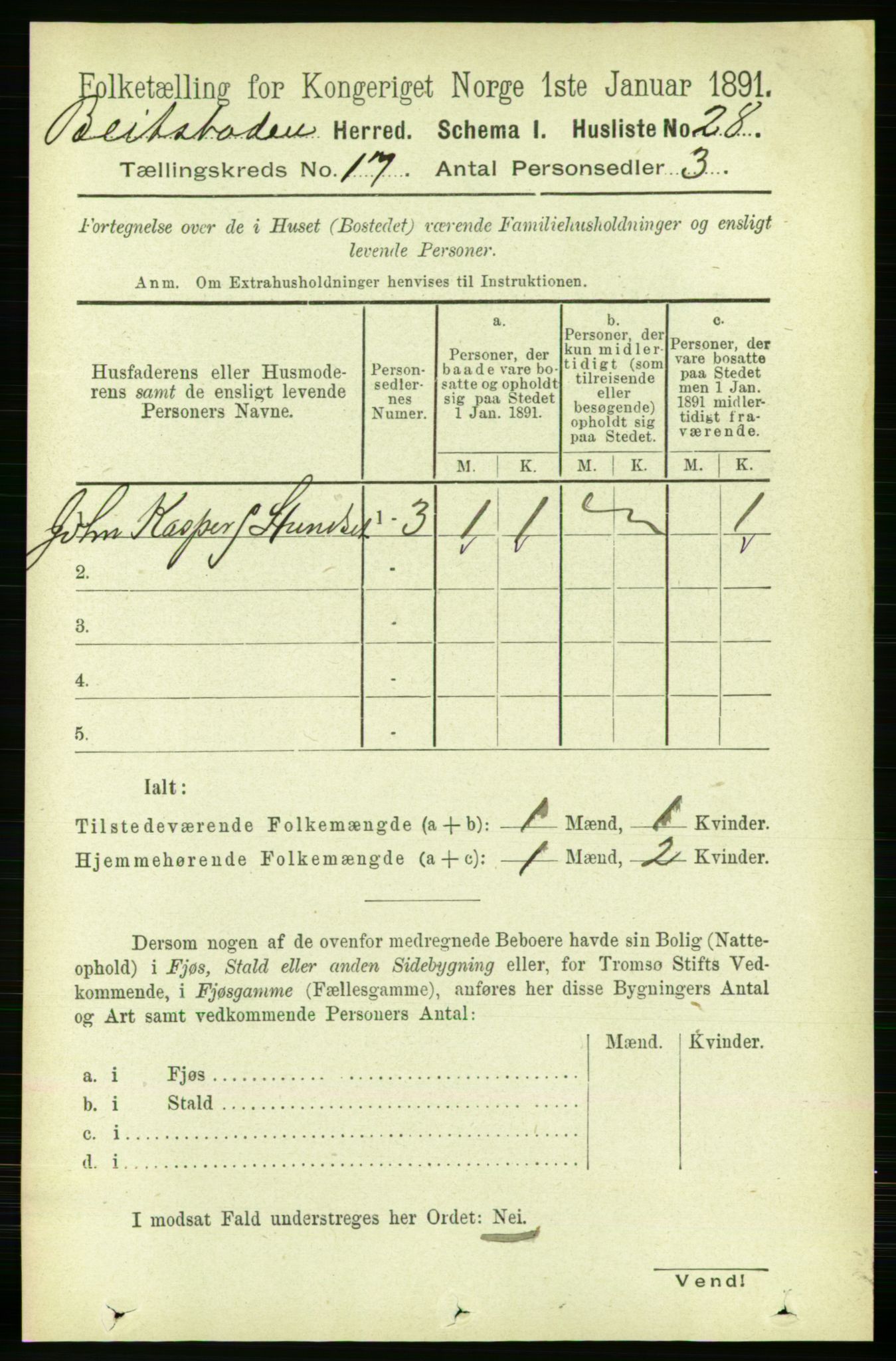 RA, 1891 census for 1727 Beitstad, 1891, p. 4350