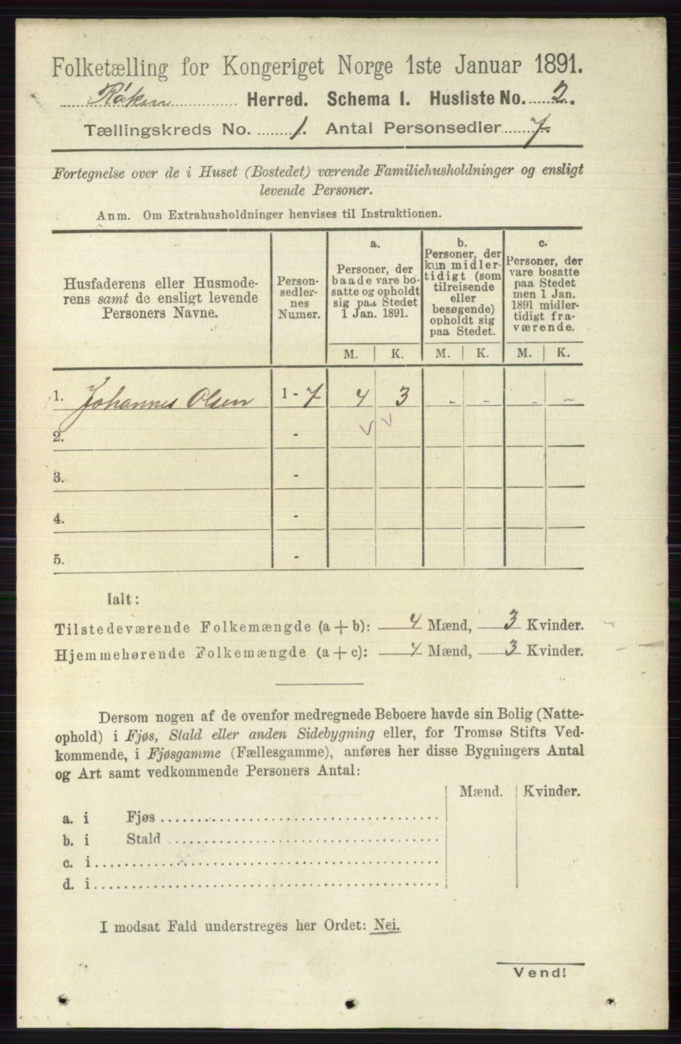 RA, 1891 census for 0627 Røyken, 1891, p. 24