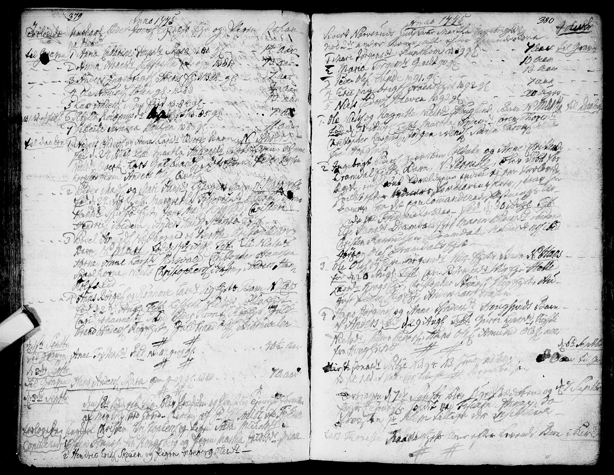 Eiker kirkebøker, AV/SAKO-A-4/F/Fa/L0008: Parish register (official) no. I 8, 1764-1788, p. 379-380