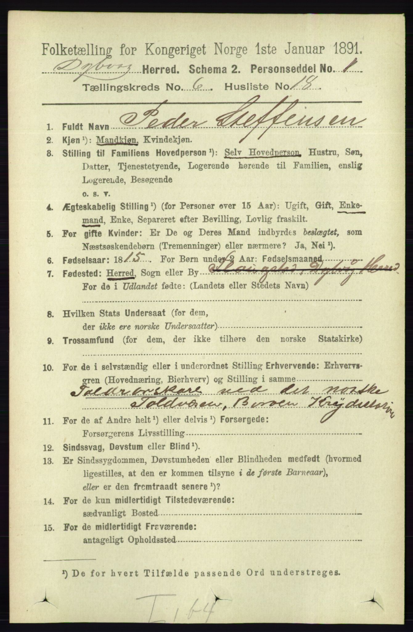 RA, 1891 census for 0915 Dypvåg, 1891, p. 1882