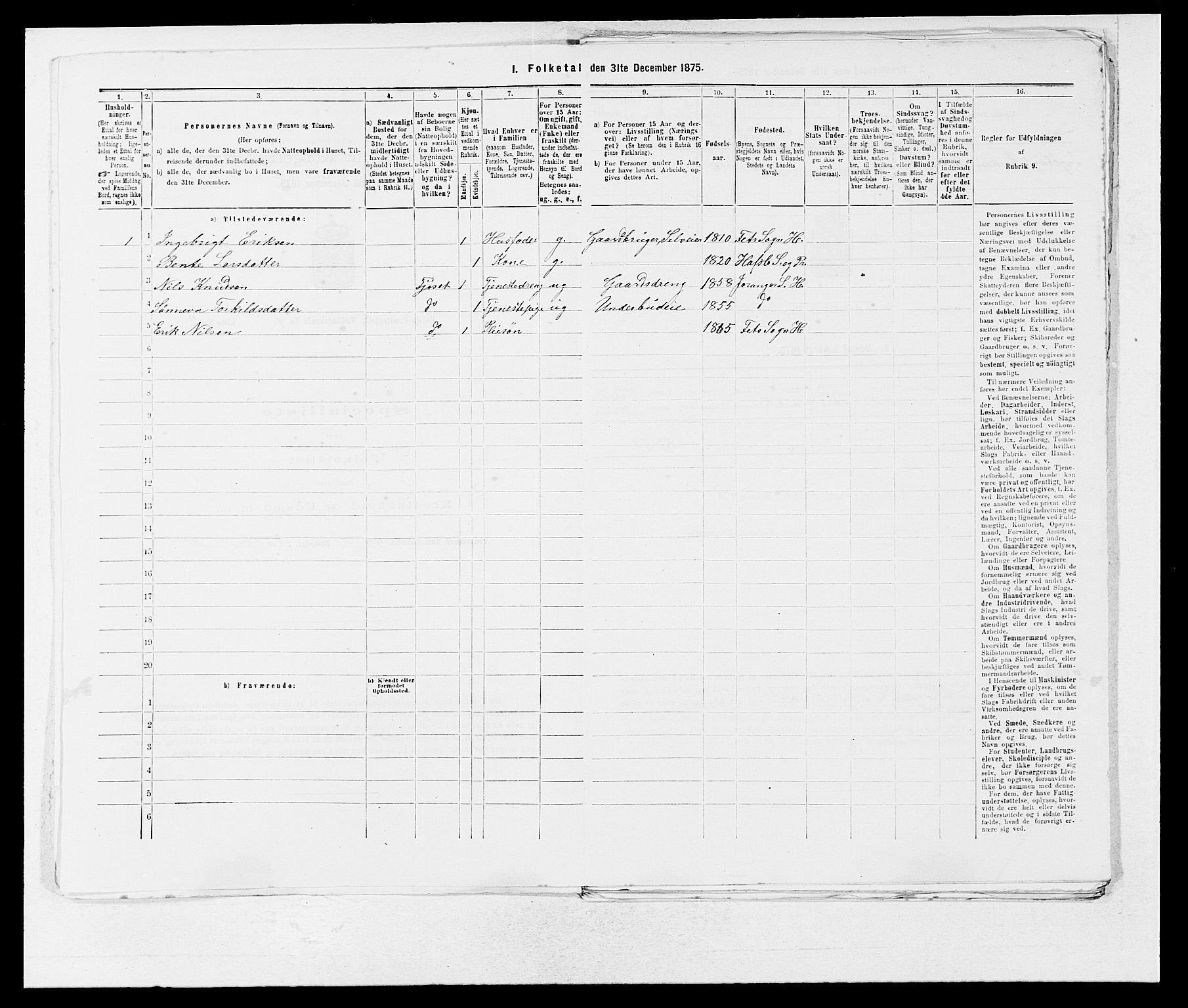 SAB, 1875 census for 1425P Hafslo, 1875, p. 459