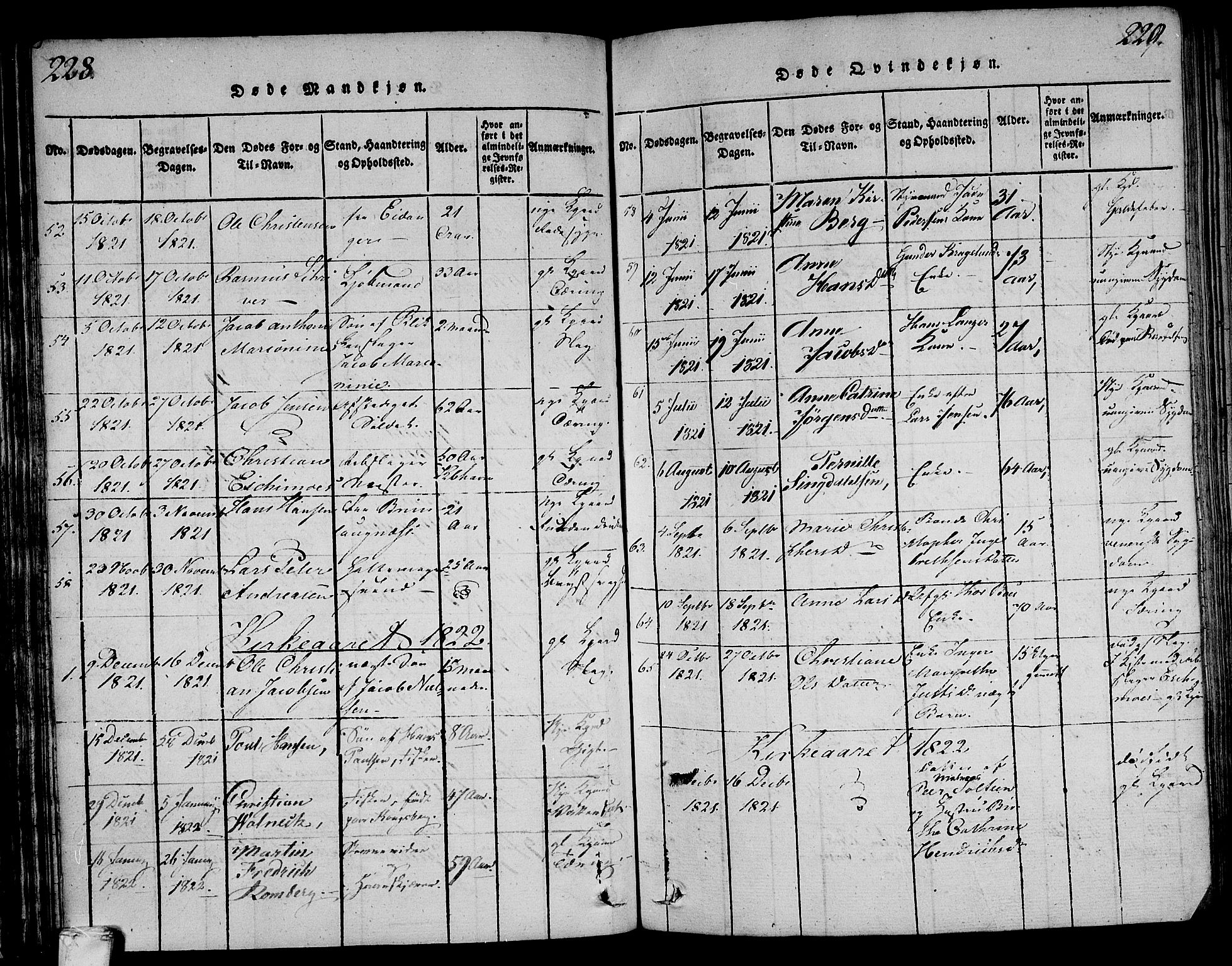 Larvik kirkebøker, SAKO/A-352/F/Fa/L0001: Parish register (official) no. I 1, 1814-1825, p. 228-229