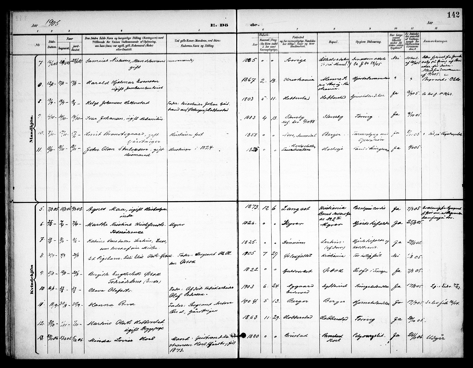 Eidsvoll prestekontor Kirkebøker, AV/SAO-A-10888/F/Fb/L0003: Parish register (official) no. II 3, 1898-1909, p. 142