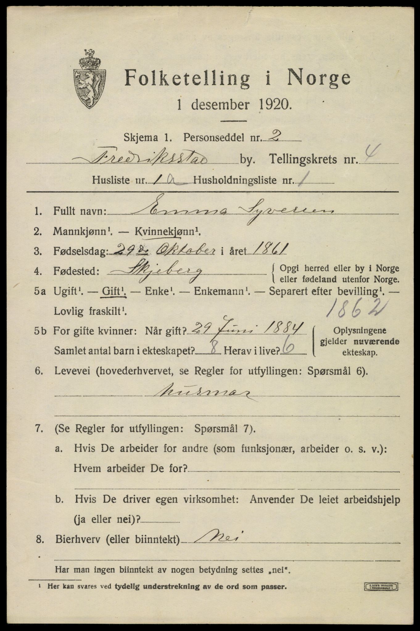 SAO, 1920 census for Fredrikstad, 1920, p. 16887