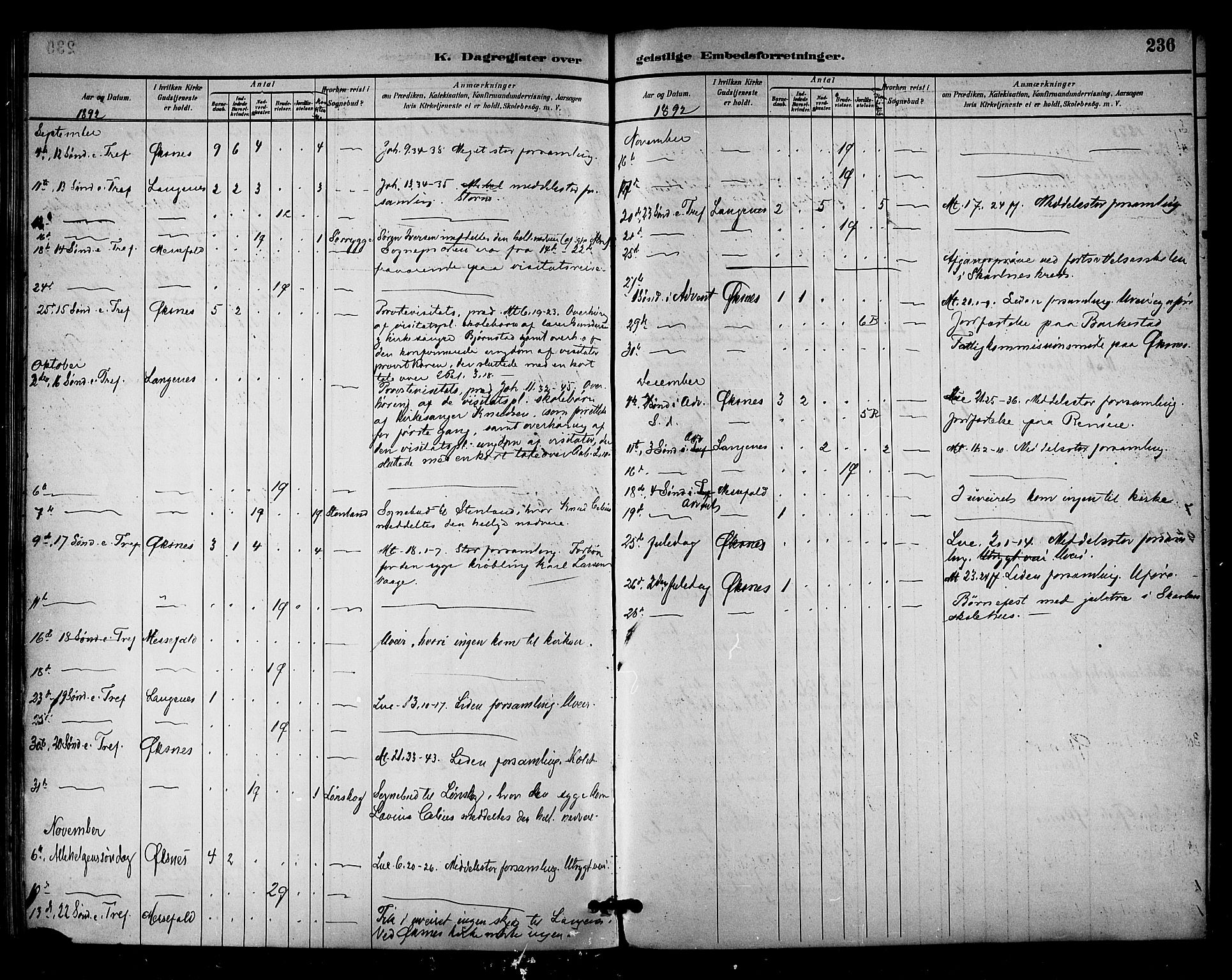 Ministerialprotokoller, klokkerbøker og fødselsregistre - Nordland, AV/SAT-A-1459/893/L1337: Parish register (official) no. 893A09, 1885-1893, p. 236