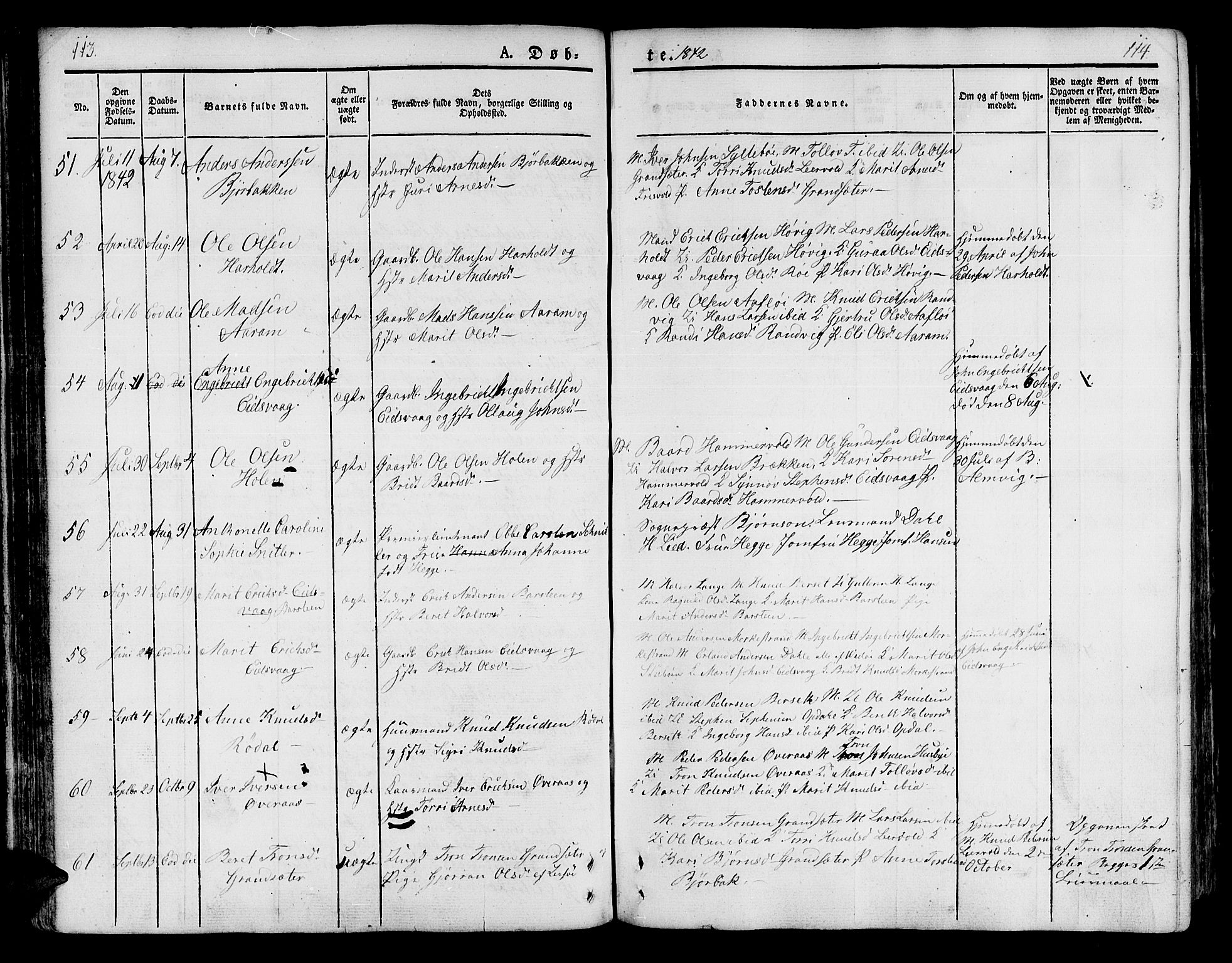 Ministerialprotokoller, klokkerbøker og fødselsregistre - Møre og Romsdal, AV/SAT-A-1454/551/L0624: Parish register (official) no. 551A04, 1831-1845, p. 113-114