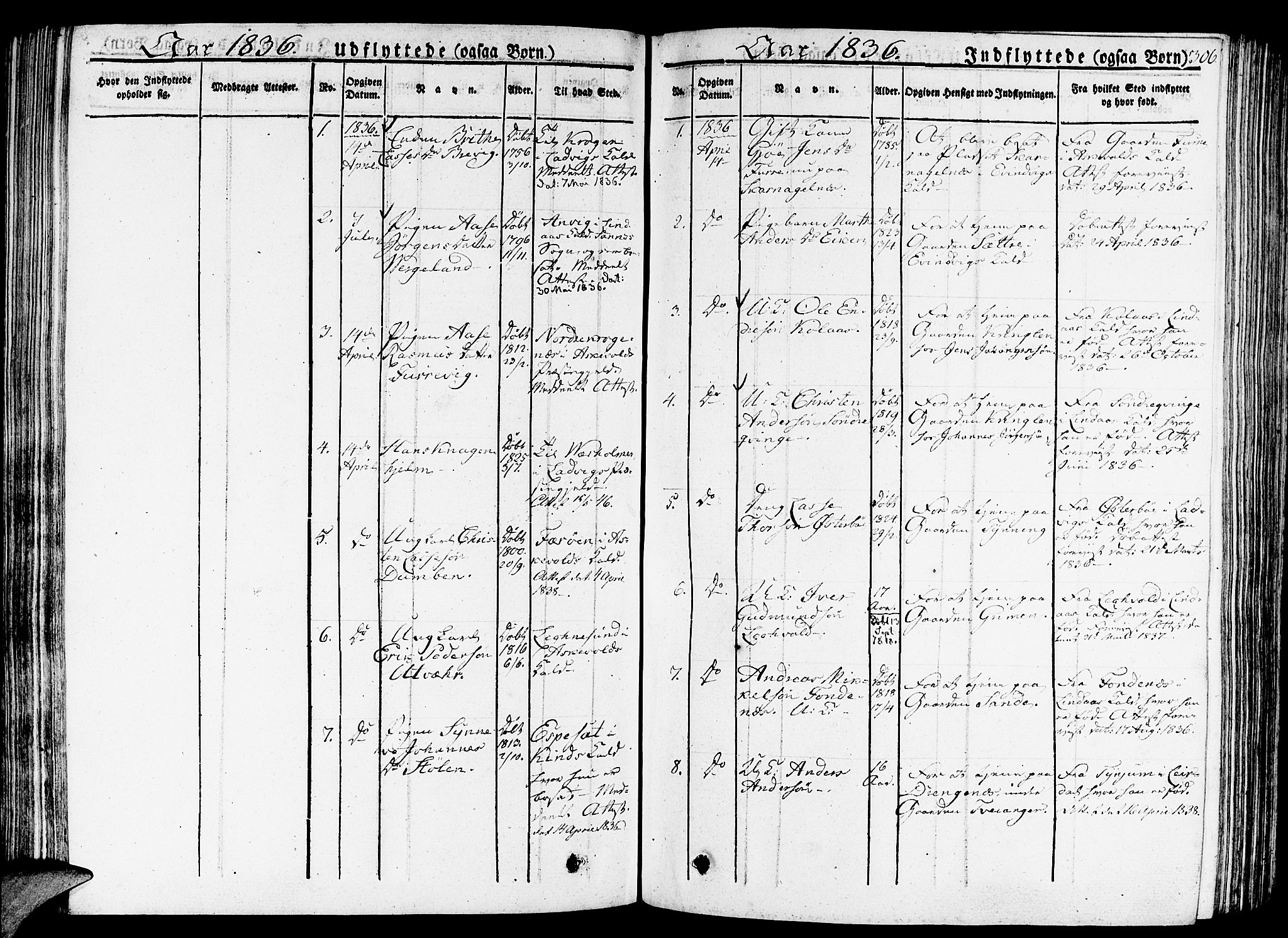 Gulen sokneprestembete, AV/SAB-A-80201/H/Haa/Haaa/L0019: Parish register (official) no. A 19, 1826-1836, p. 306