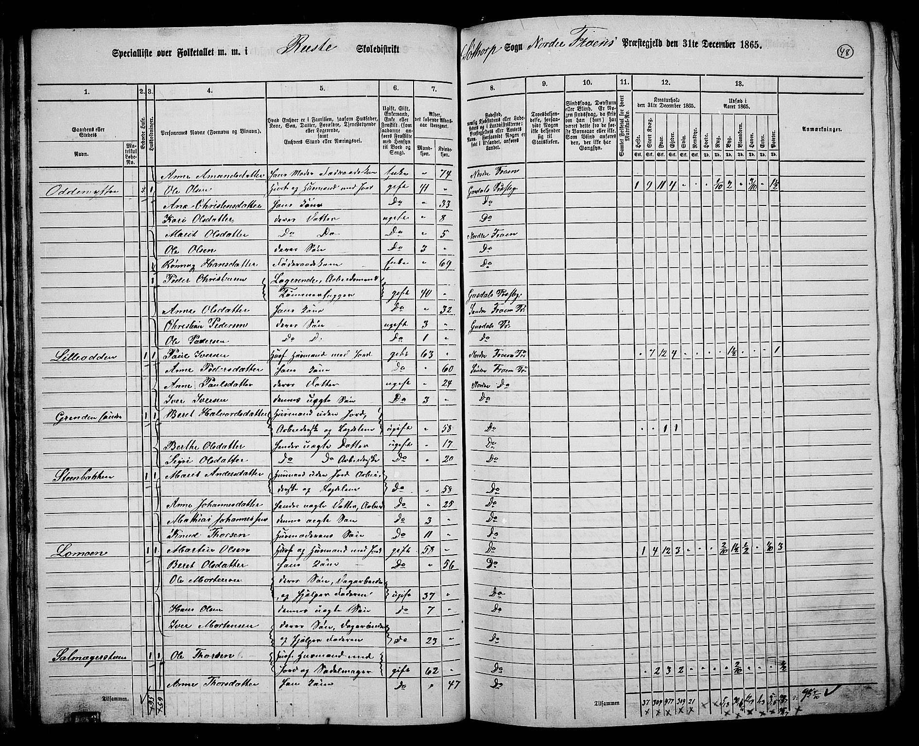 RA, 1865 census for Nord-Fron, 1865, p. 47