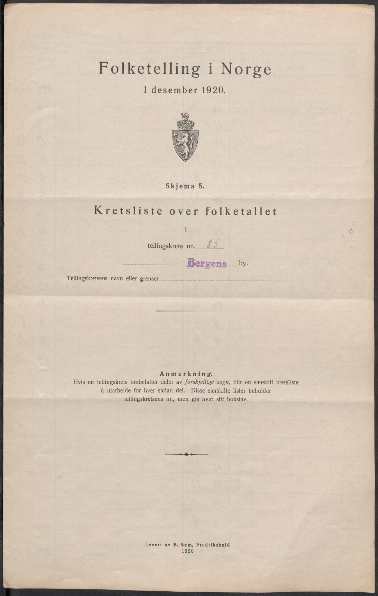 SAB, 1920 census for Bergen, 1920, p. 270