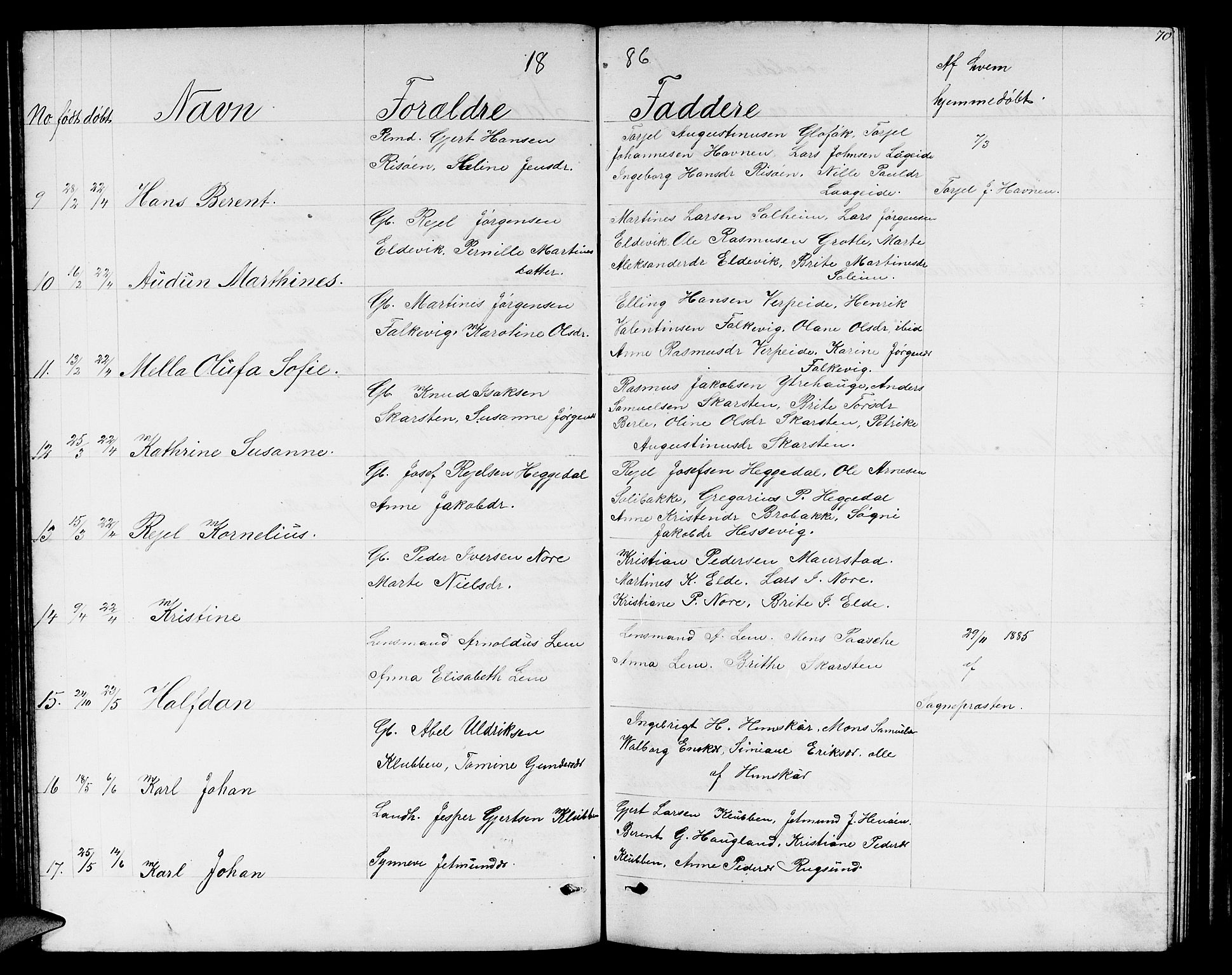Davik sokneprestembete, SAB/A-79701/H/Hab/Habc/L0001: Parish register (copy) no. C 1, 1866-1888, p. 70