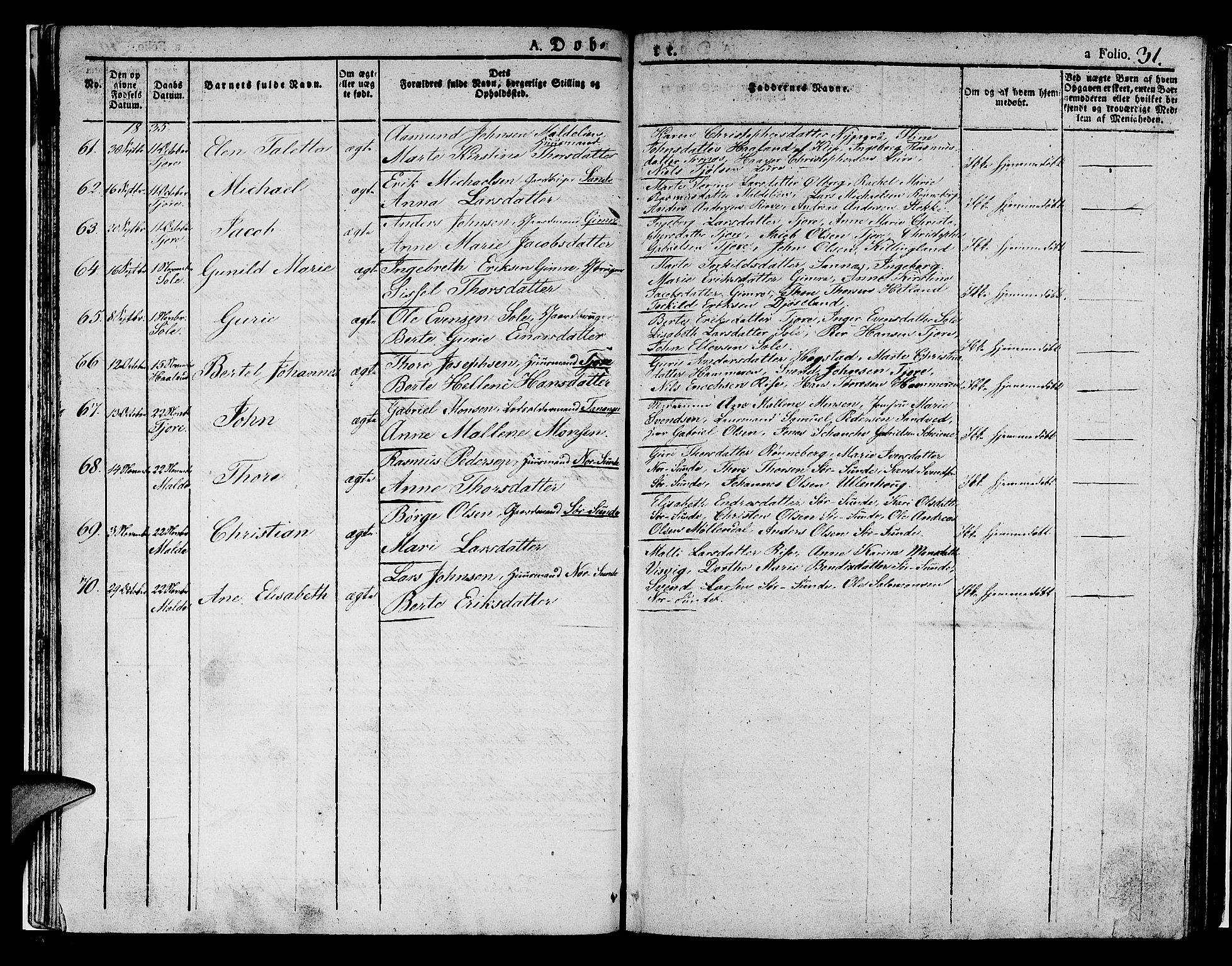 Håland sokneprestkontor, AV/SAST-A-101802/001/30BA/L0005: Parish register (official) no. A 5, 1829-1841, p. 31