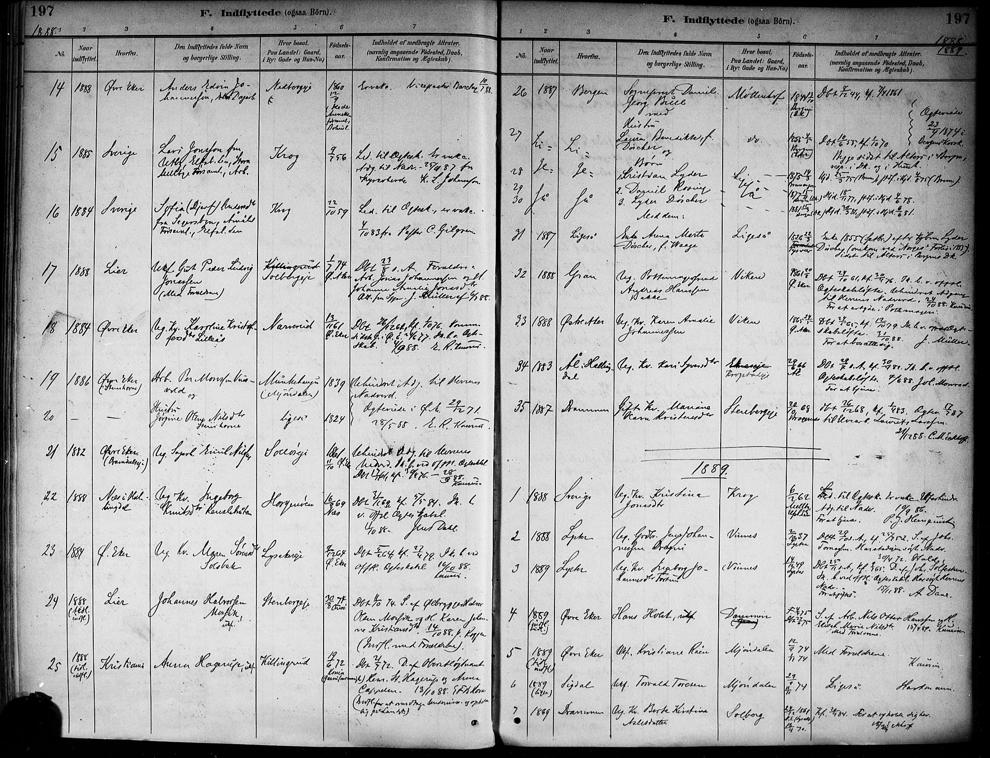 Nedre Eiker kirkebøker, AV/SAKO-A-612/F/Fa/L0003: Parish register (official) no. 3, 1885-1892, p. 197